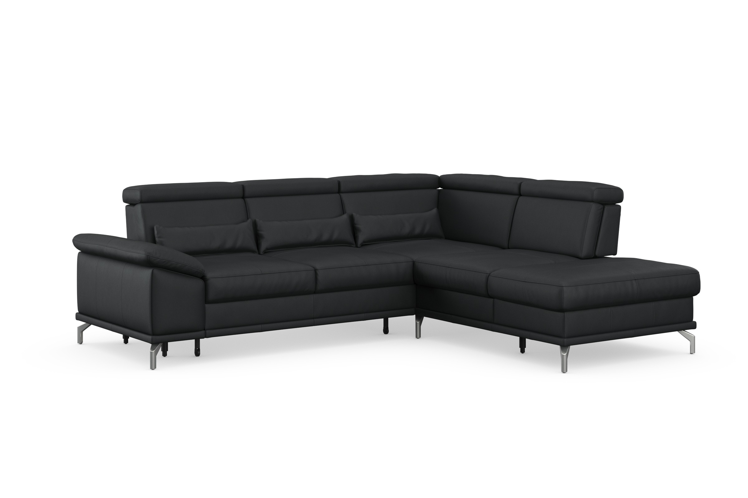 sit&more Ecksofa »Cabrio L-Form, mit Sitztiefenverstellung, Arm- und Kopfteilverstellung«, 3 Nierenkissen, Federkern, optional Bettfunktion und Stauraum