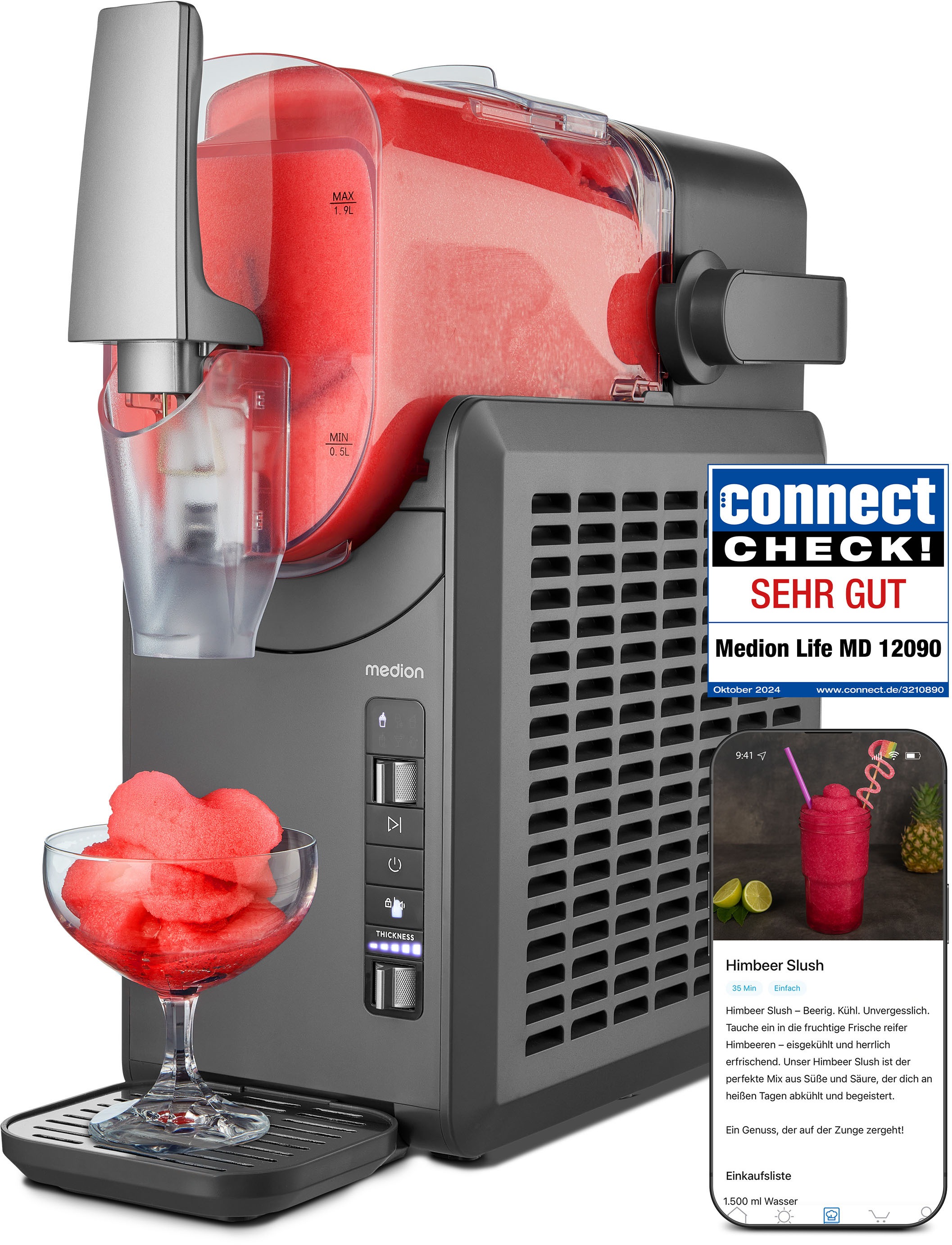 Medion® Slush-Eismaschine »MD12090, Kompressorkühlung« 2,6 l 200 W 5 Progra günstig online kaufen