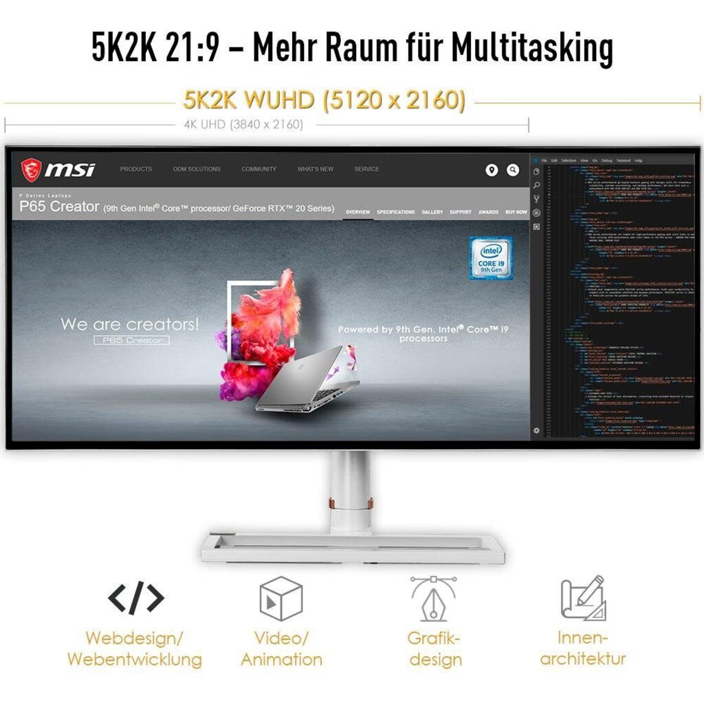 MSI LED-Monitor »Prestige PS341WU«, 86,36 cm/34 Zoll, 5120 x 2160 px, 5 ms Reaktionszeit, 60 Hz