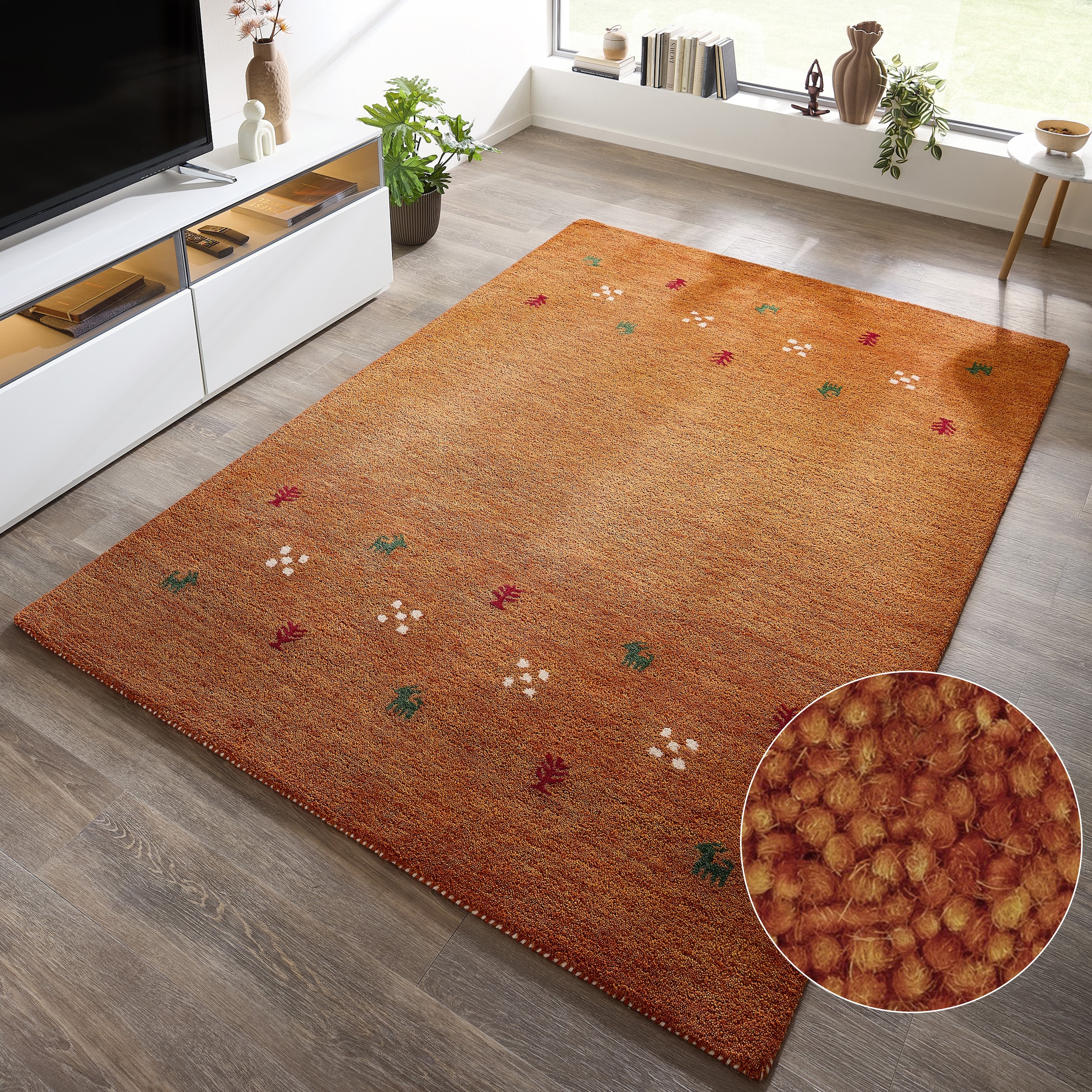 THEKO Wollteppich »Gabbeh Motiv, Handgefertigt, Teppich, Tiermotiv,  reine Wolle« rechteckig 14 mm Höhe reine Wolle, Wohnzimmer, Schlafzimmer, Esszimmer