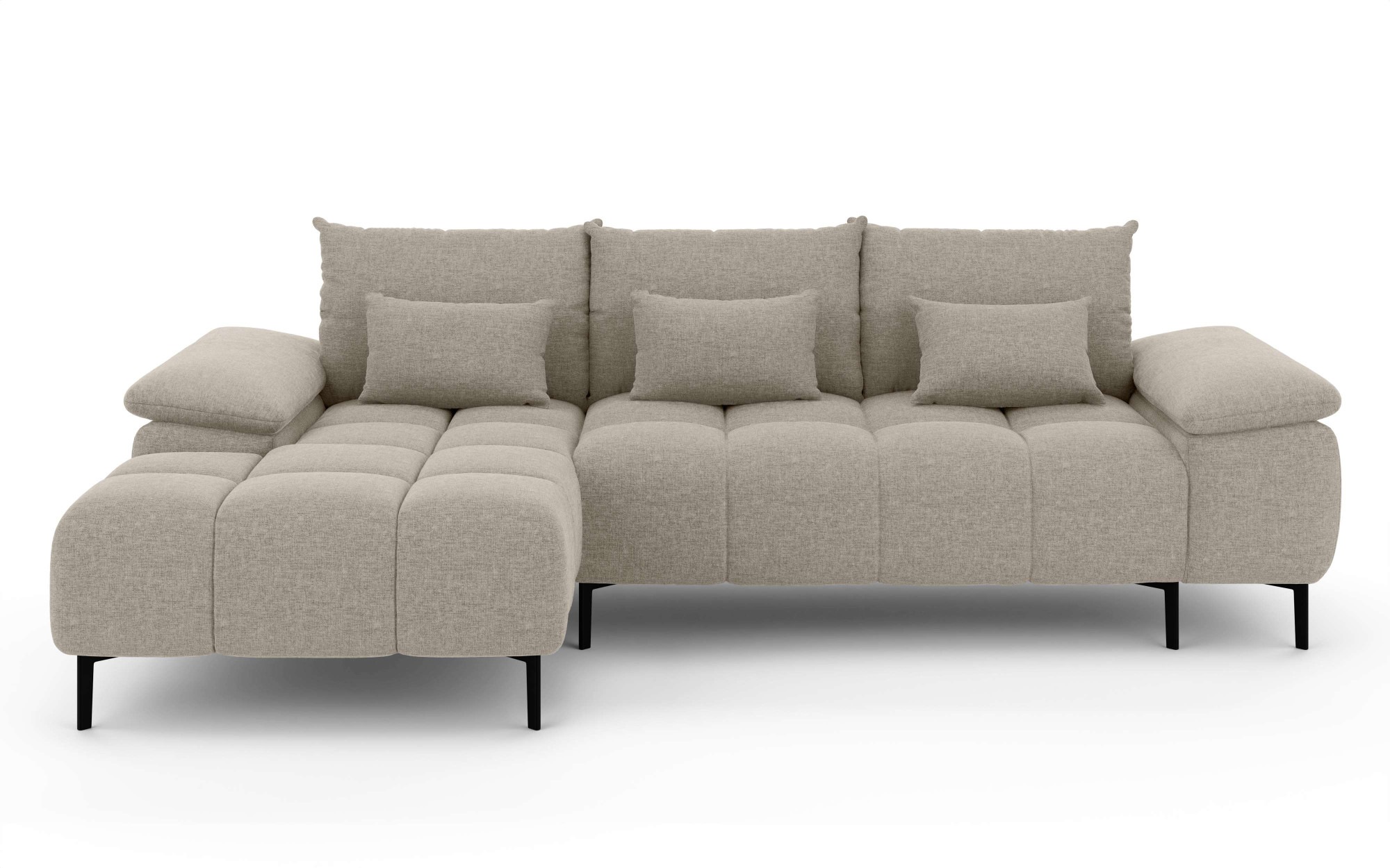INOSIGN Ecksofa »DROMARA Schlafsofa mit Bettkasten, Maße: B/T/H 277/141/91 cm«, L-Form mit Recamiere rechts/links bestellbar, Wellenunterfederung