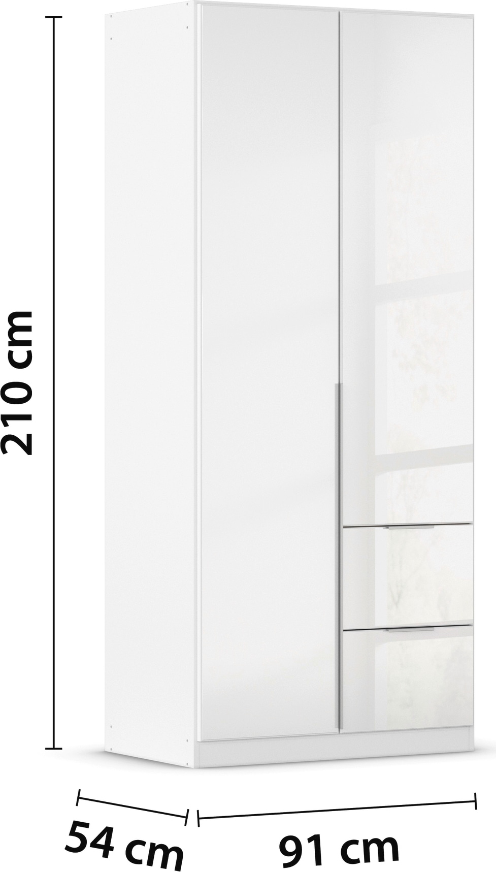 rauch Drehtürenschrank »Kleiderschrank Kleiderschränke Schrank Garderobe AGORDO mit Glasfront«, (in zwei Griff-Farben mit Glasfront), mit Außenschubkästen, in 6 Breiten und 2 Höhen MADE IN GERMANY