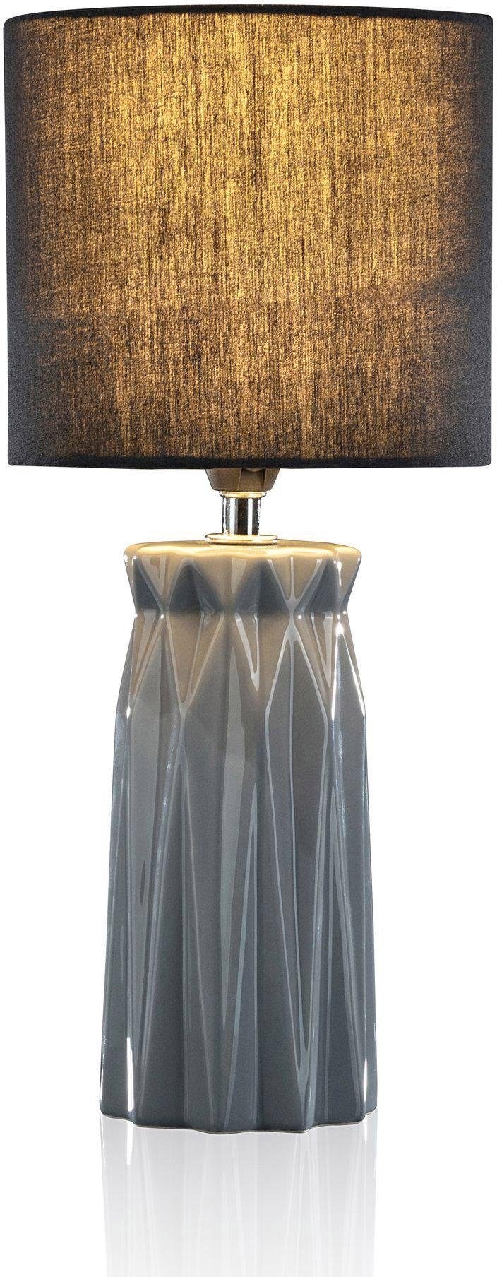 Pauleen Tischleuchte »Glossy Glow«, flammig-flammig, Stoffschirm Rechnung Keramik, auf Grau kaufen Schwarz, E14, 1