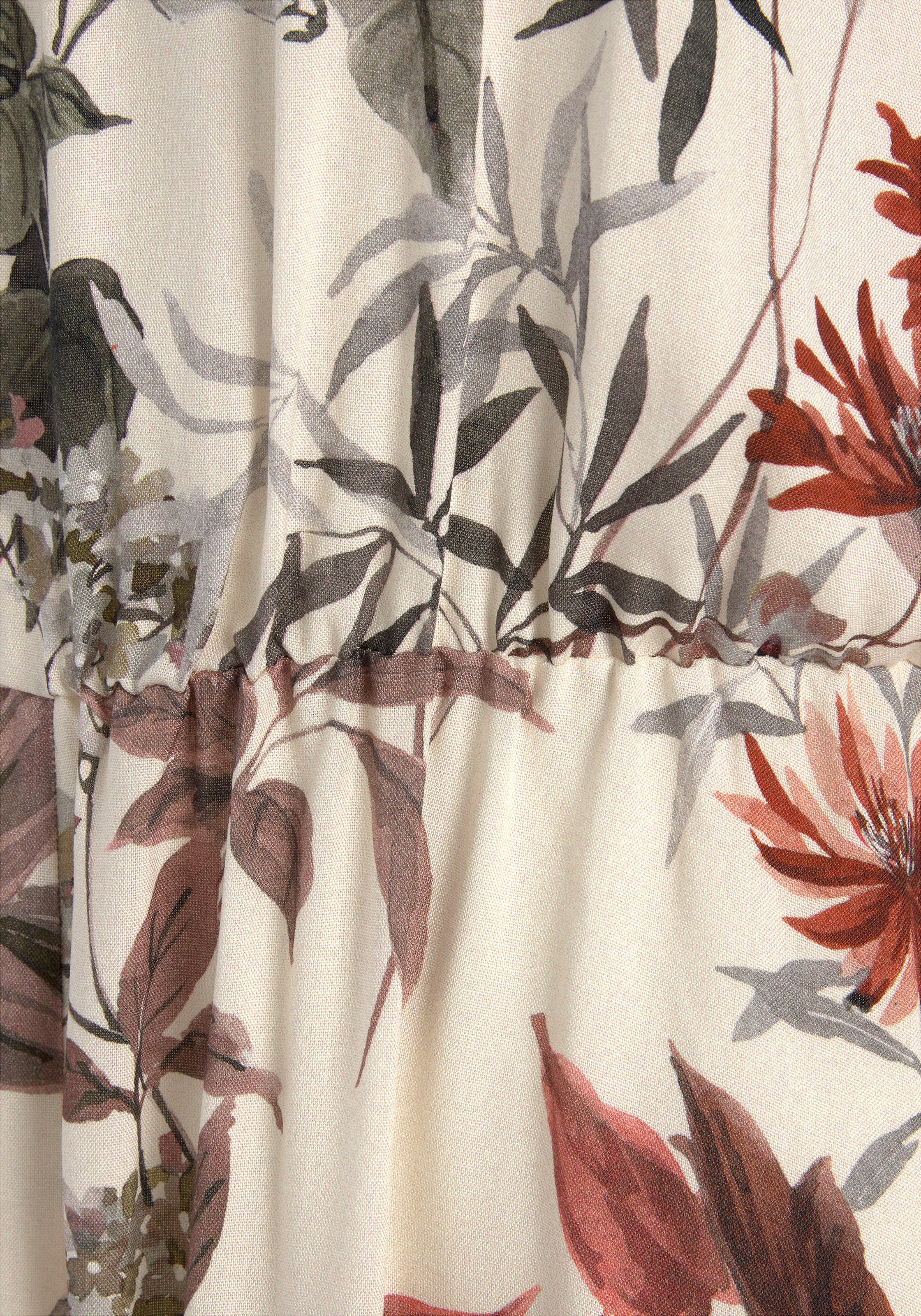 LASCANA Maxikleid, mit Blumenprint, leichtes Sommerkleid im Vokuhila-Stil, Strandkleid