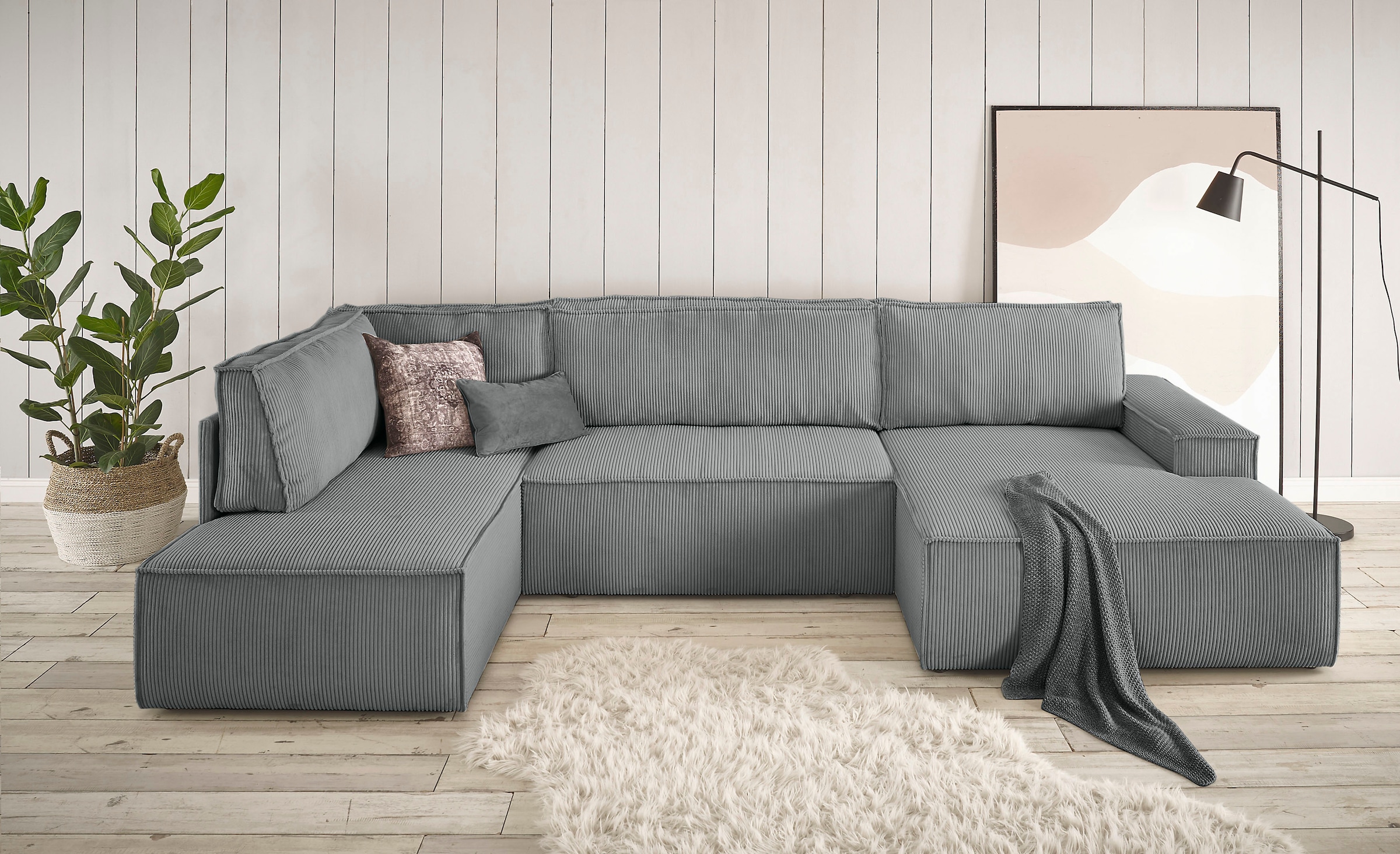 Home affaire Wohnlandschaft "SHERWOOD XXL 329 cm, U-Form, Schlafsofa,", Sch günstig online kaufen