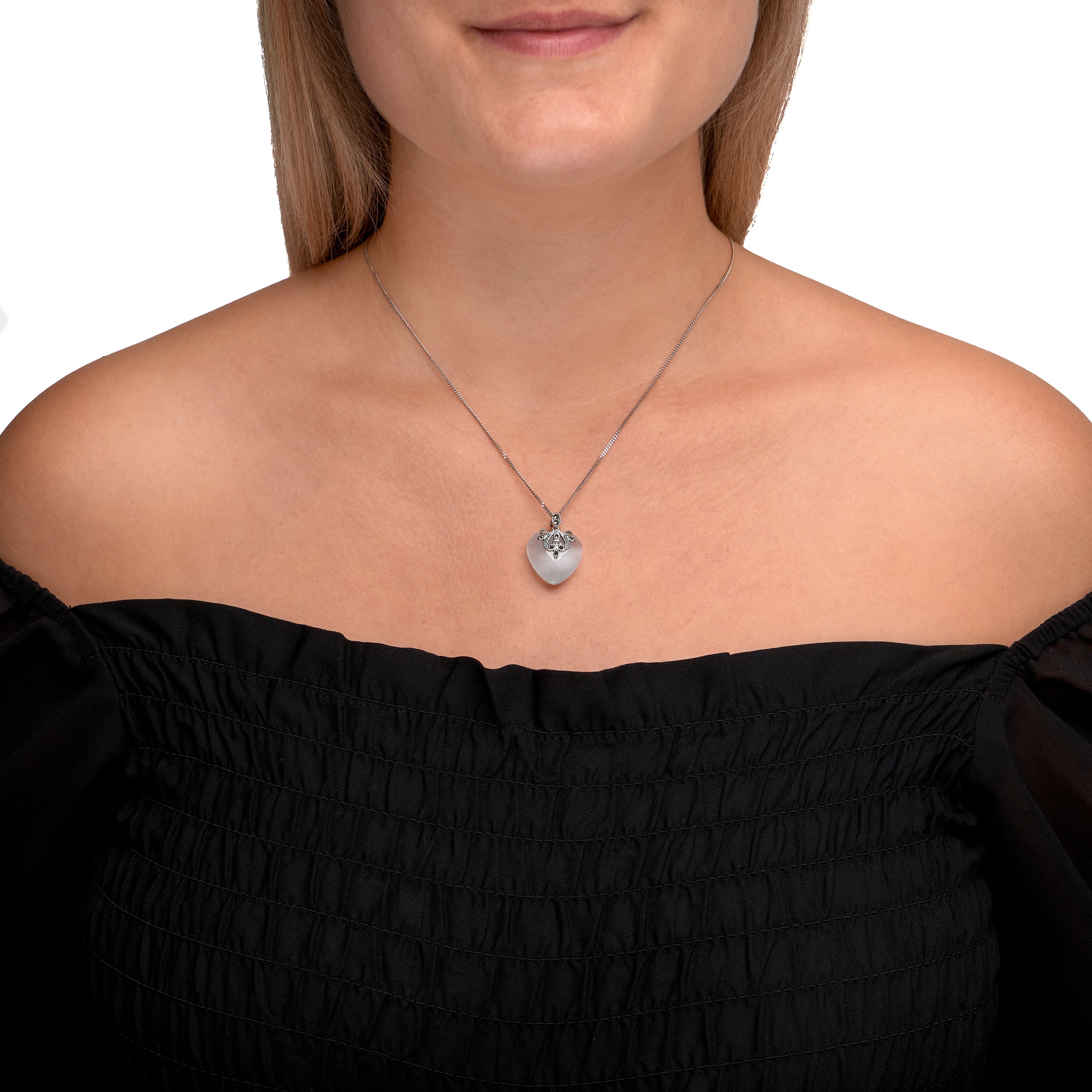 Zeeme Kette mit Anhänger »Silber 925 oxydiert 45cm lang mit Katzenauge und Markasit«