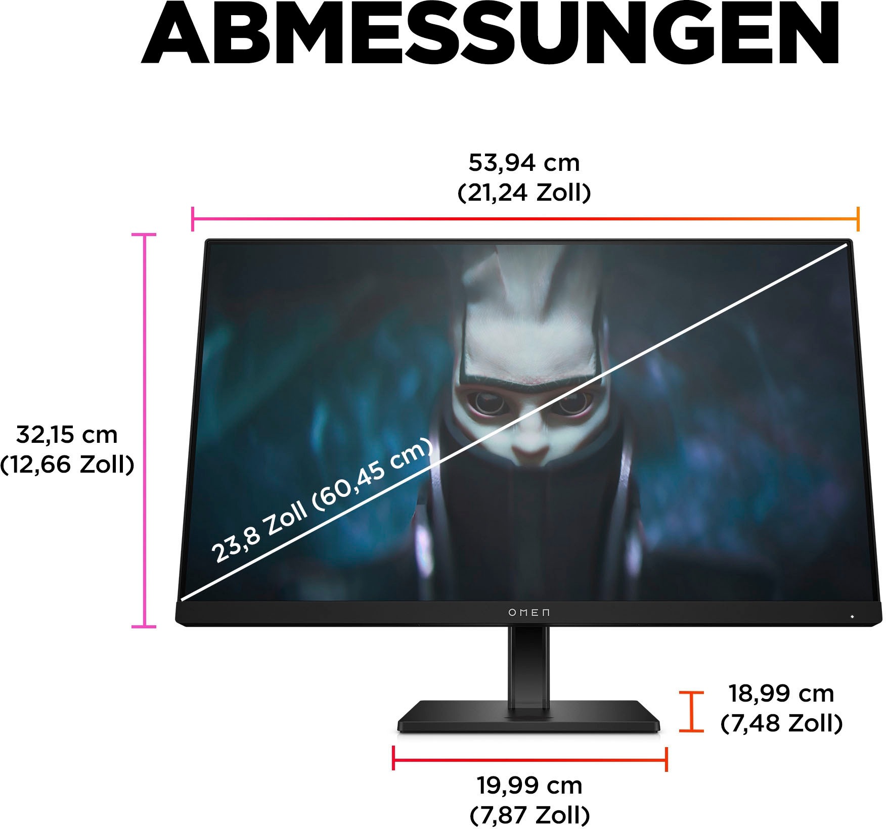 HP Gaming-Monitor »OMEN 24 (HSD-0154-A)«, 60,5 cm/23,8 Zoll, 1920 x 1080 px, Full HD, 1 ms Reaktionszeit, 165 Hz