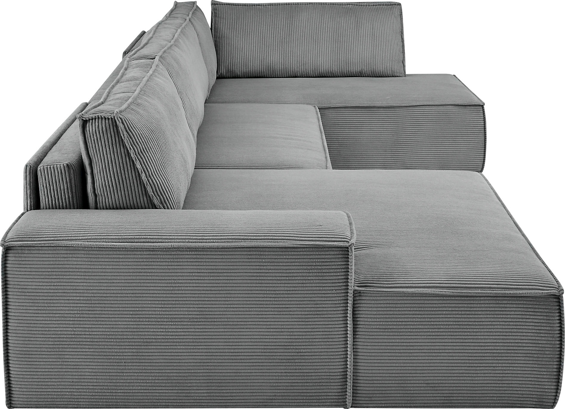 Home affaire Wohnlandschaft »SHERWOOD 329 cm, U-Form, Schlafsofa,«, Schlaffunktion m. Bettkasten (194x139 cm), Cord, Vintage, Samtvelours