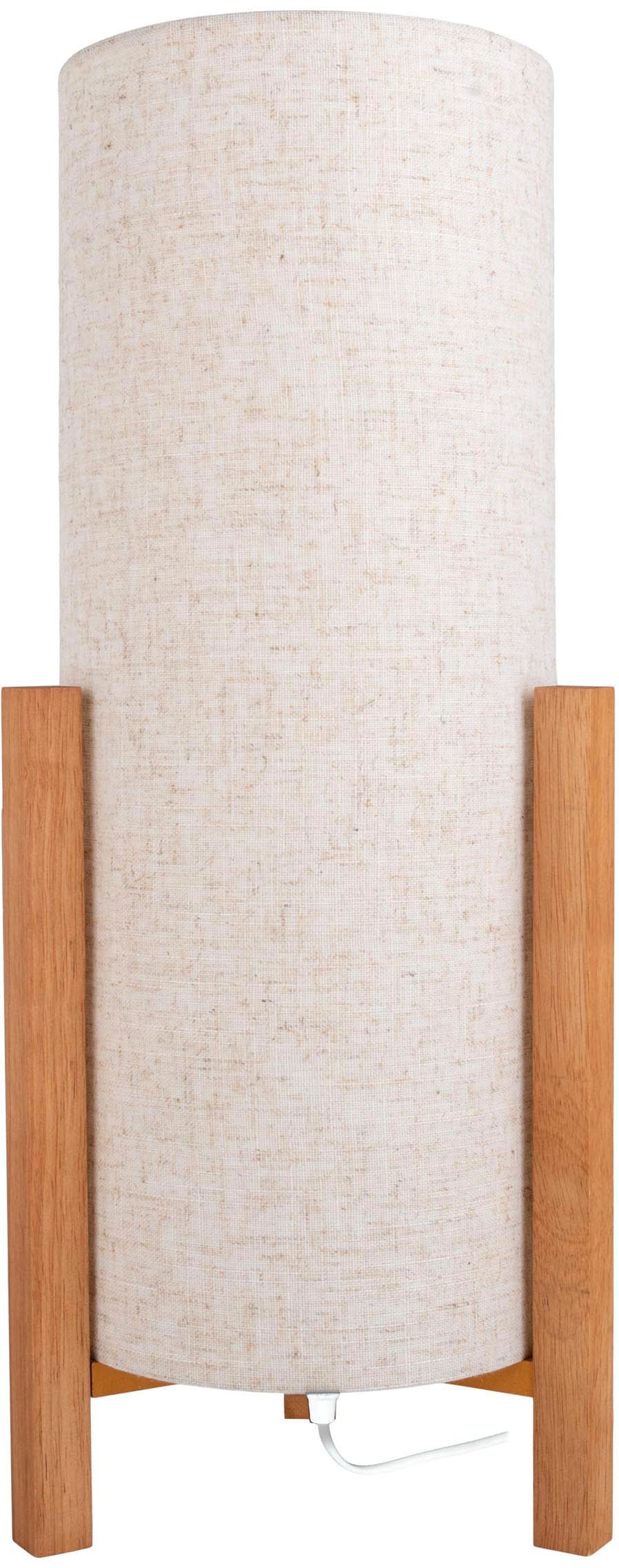 näve Tischleuchte »Matida«, 1 flammig, Leuchtmittel E27 | ohne Leuchtmittel, 1xE27 exkl., Holzgestell, Textilschirm natur, H: ca. 110cm, D: ca.20cm