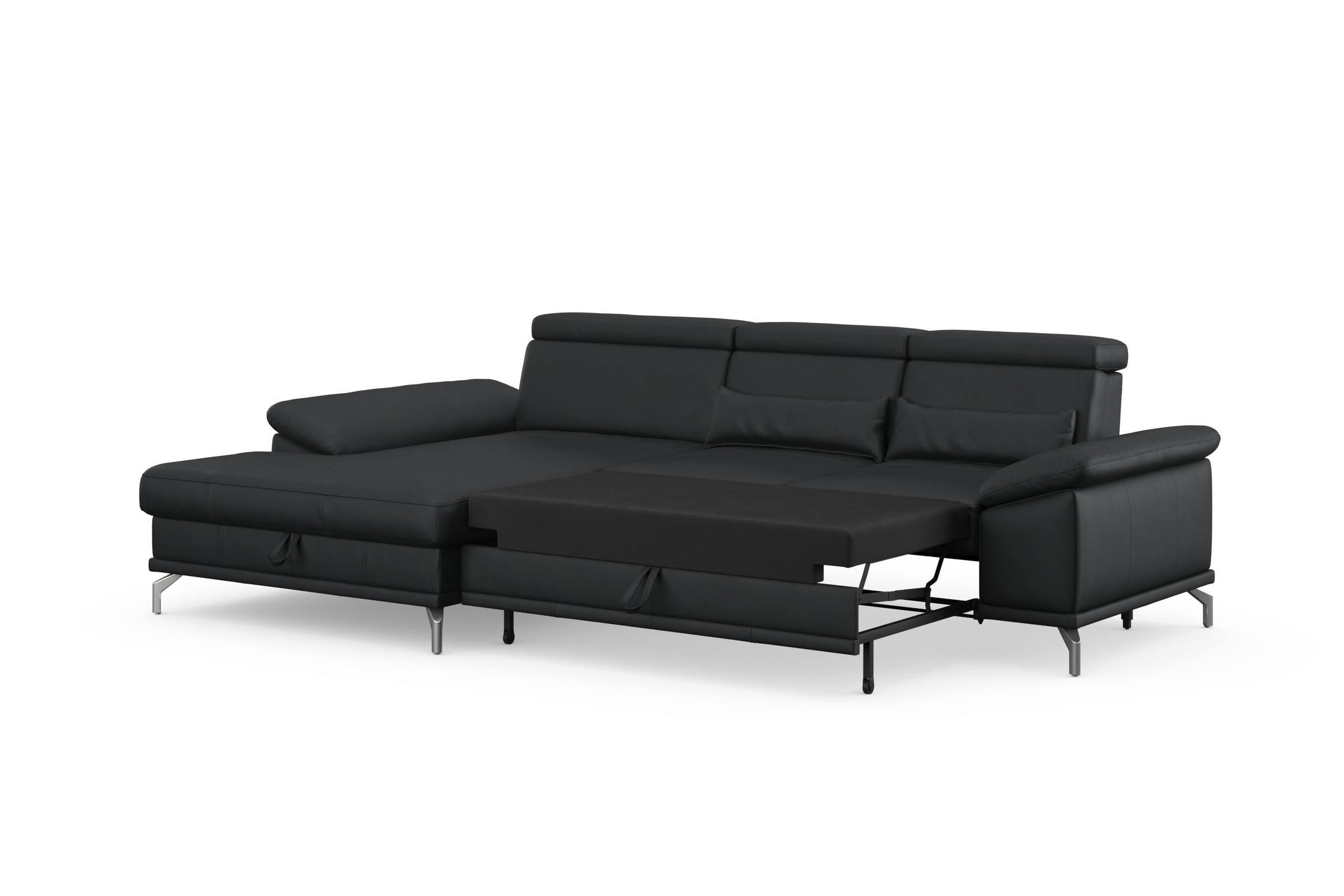 sit&more Ecksofa »Cabrio L-Form, mit Sitztiefenverstellung, Arm- und Kopfteilverstellung«, 2 Nierenkissen, Federkern, optional Bettfunktion und Stauraum