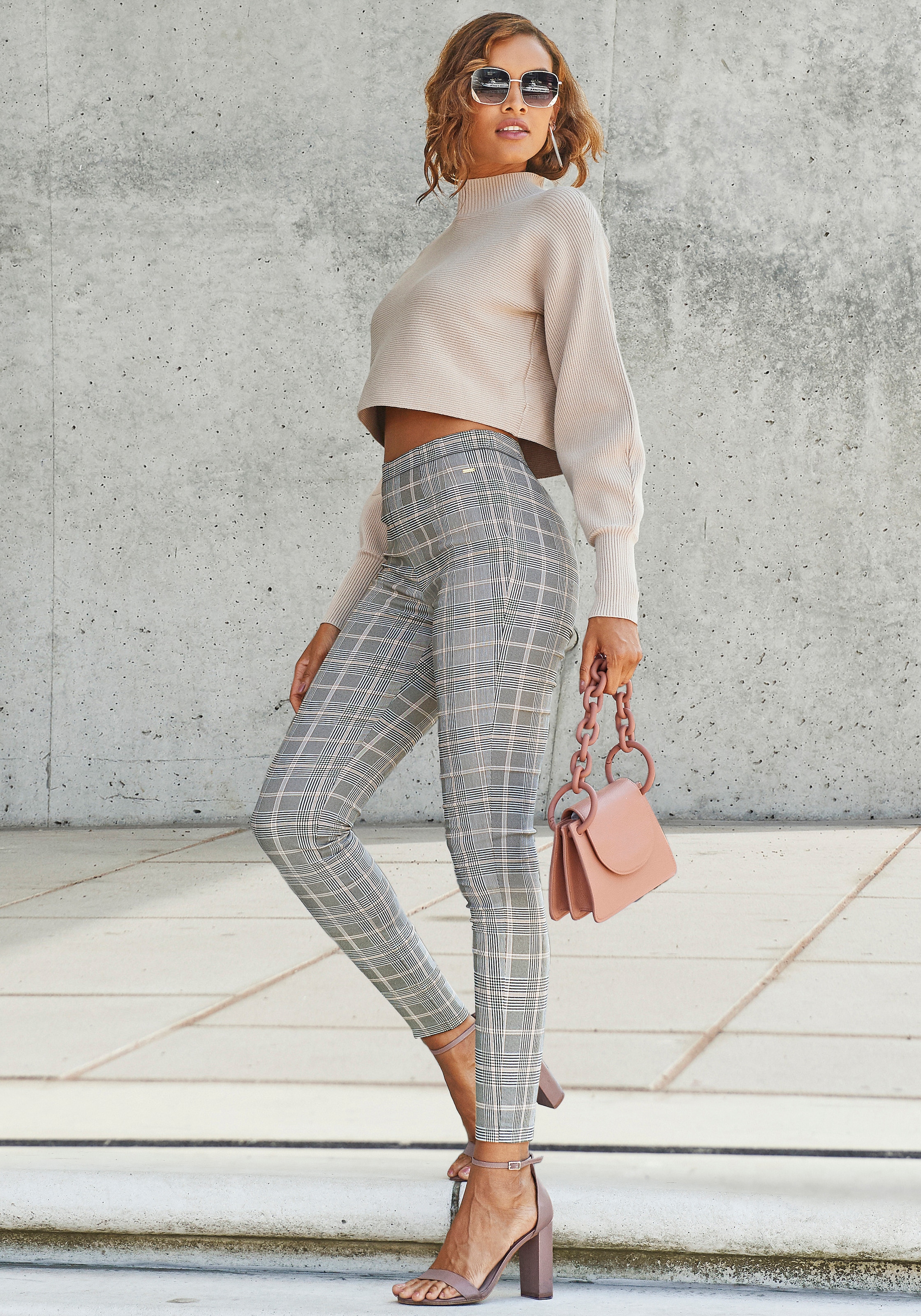 LASCANA Highwaist Leggings, mit Karomuster