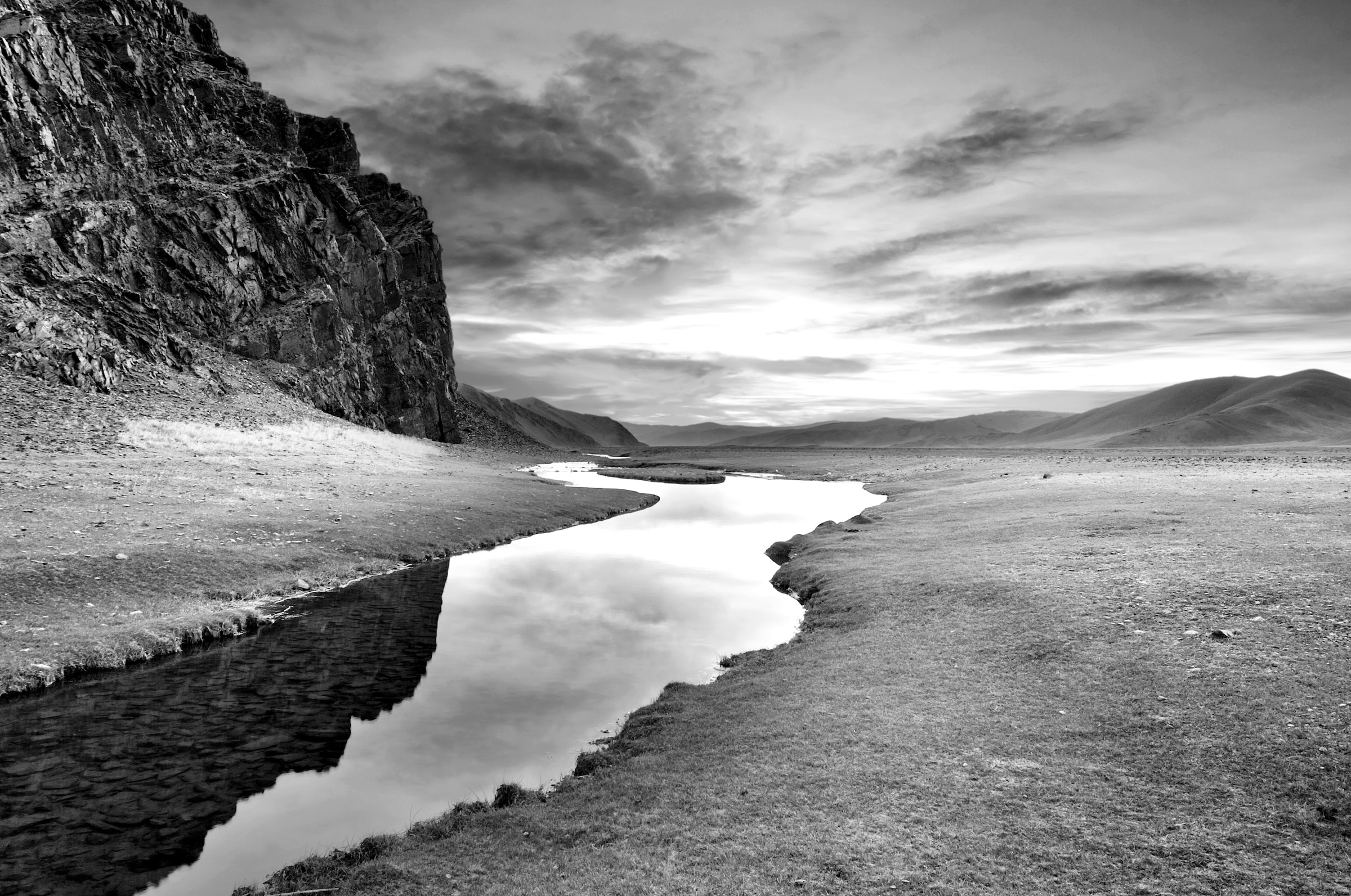 Papermoon Fototapete »Landschaft schwarz & weiß« günstig online kaufen