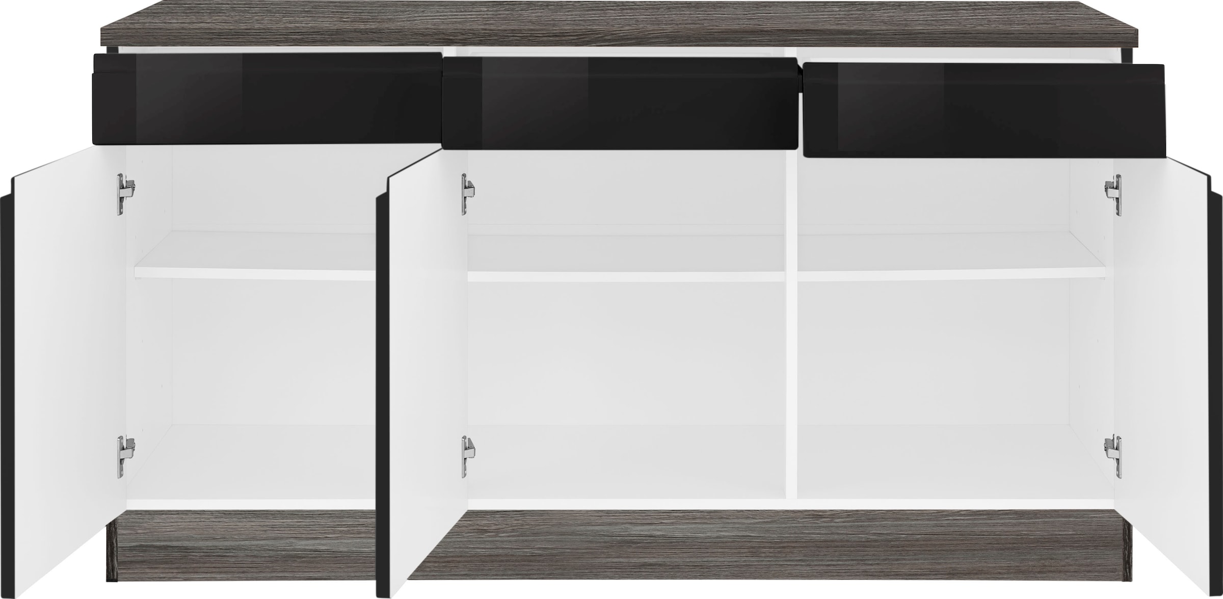 KOCHSTATION Unterschrank »KS-Virginia«, 85 cm hoch, 150 cm breit, 3 Schubladen, 3 Türen, griffloses Design