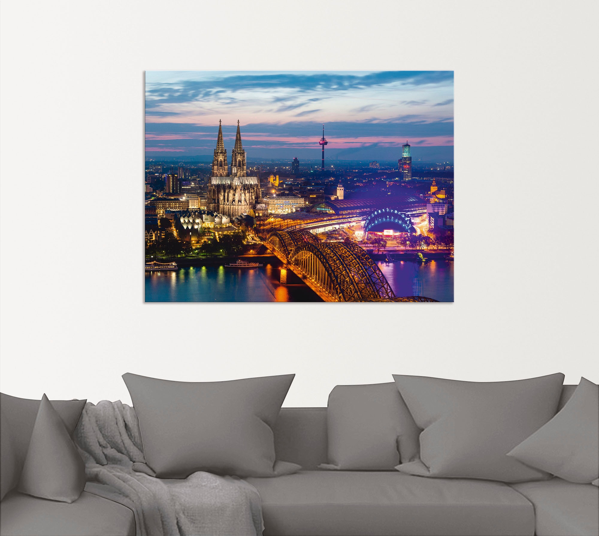 Artland Wandbild "Köln Panorama am Abend", Deutschland, (1 St.), als Alubil günstig online kaufen