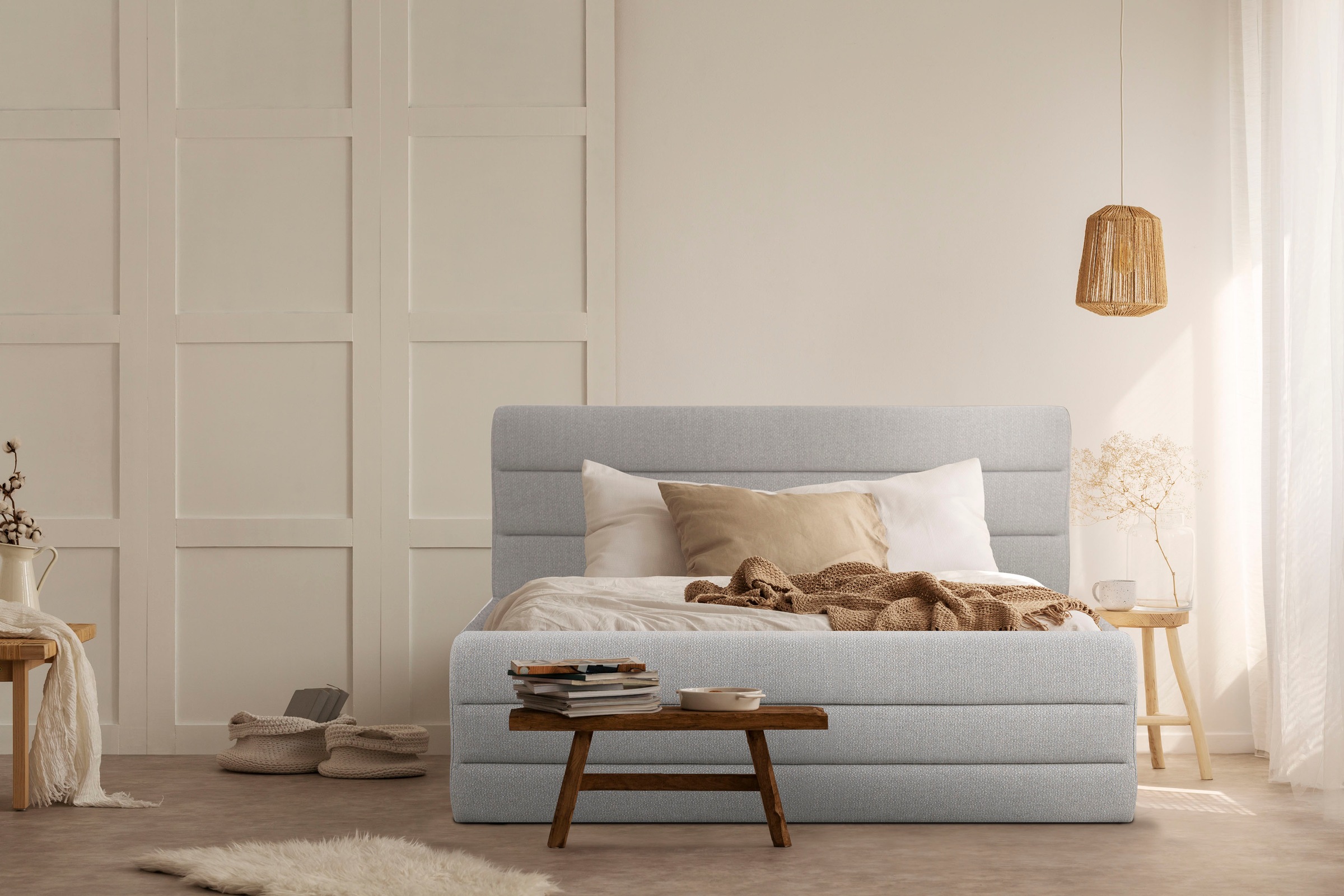 OTTO products Polsterbett "Merrit" Quernaht im Kopf- und Fußteil, in 5 Brei günstig online kaufen