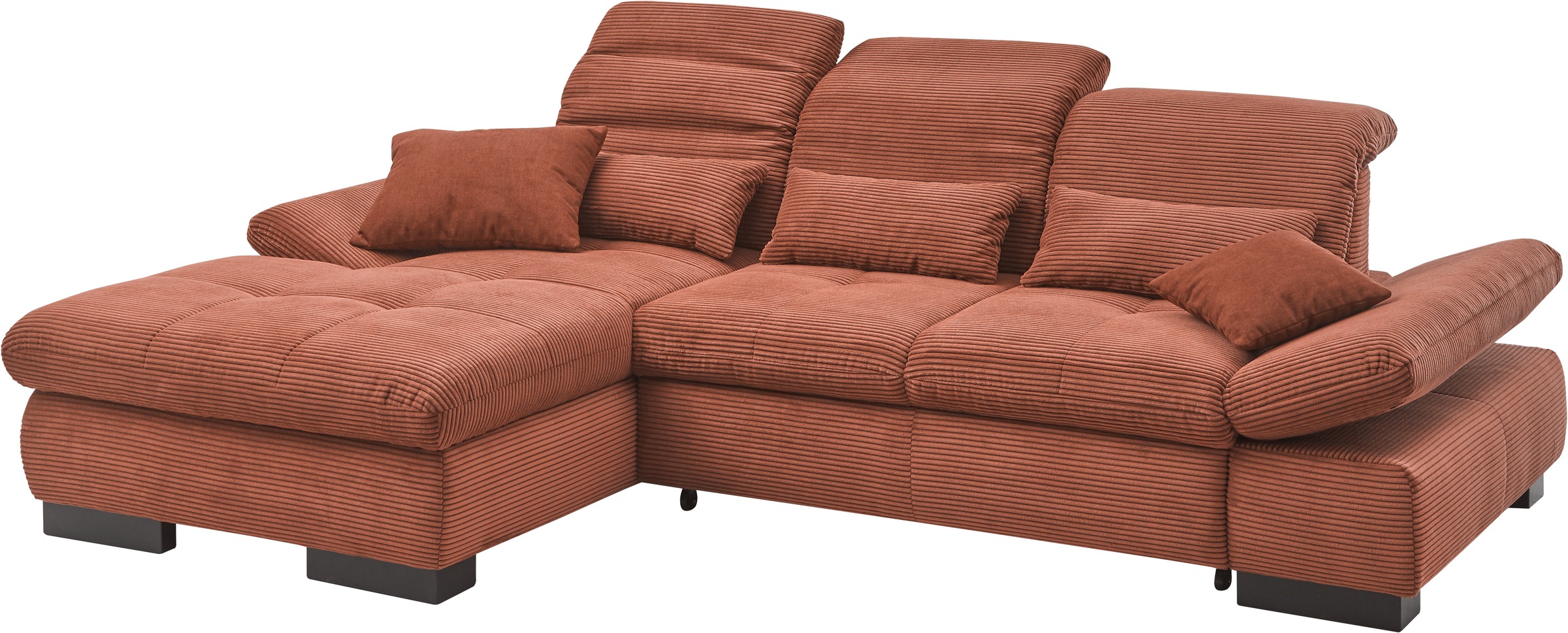 set one by Musterring Ecksofa »SO4100 V«, mit verstellbaren Kopfteilen, wahlweise mit Funktionen, Cord-Bezug