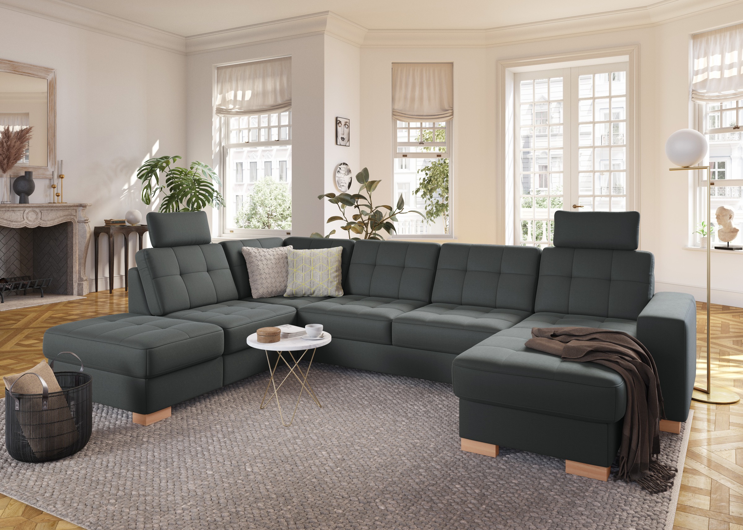 sit&more Wohnlandschaft »Quincy U-Form«, wahlweise mit Bettfunktion und Bettkasten