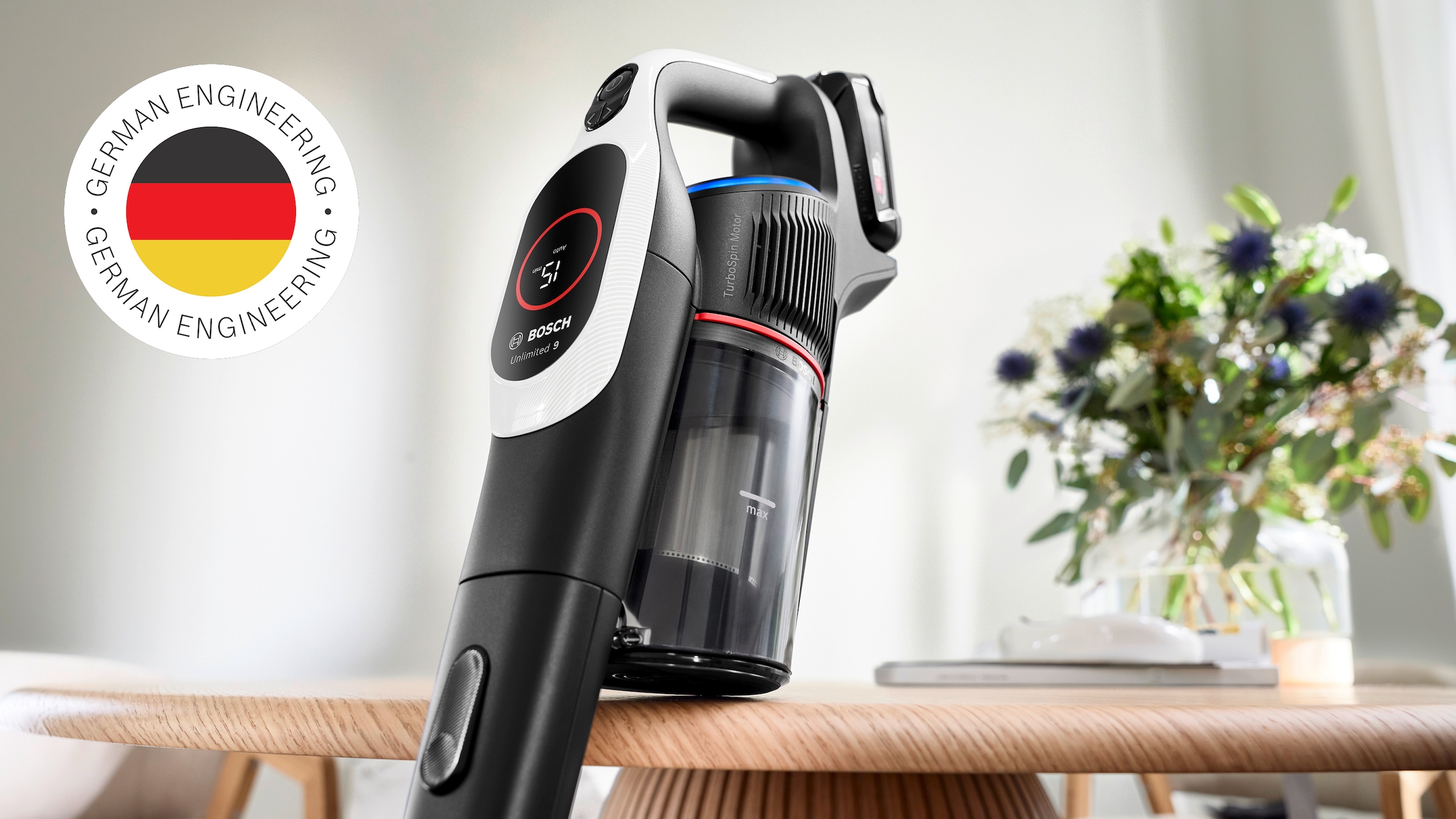 BOSCH Akku-Stielstaubsauger »BTS942WQC« LED-Licht, HEPA-Filtersystem, Schnellladegerät, 2 Akkus, weiß