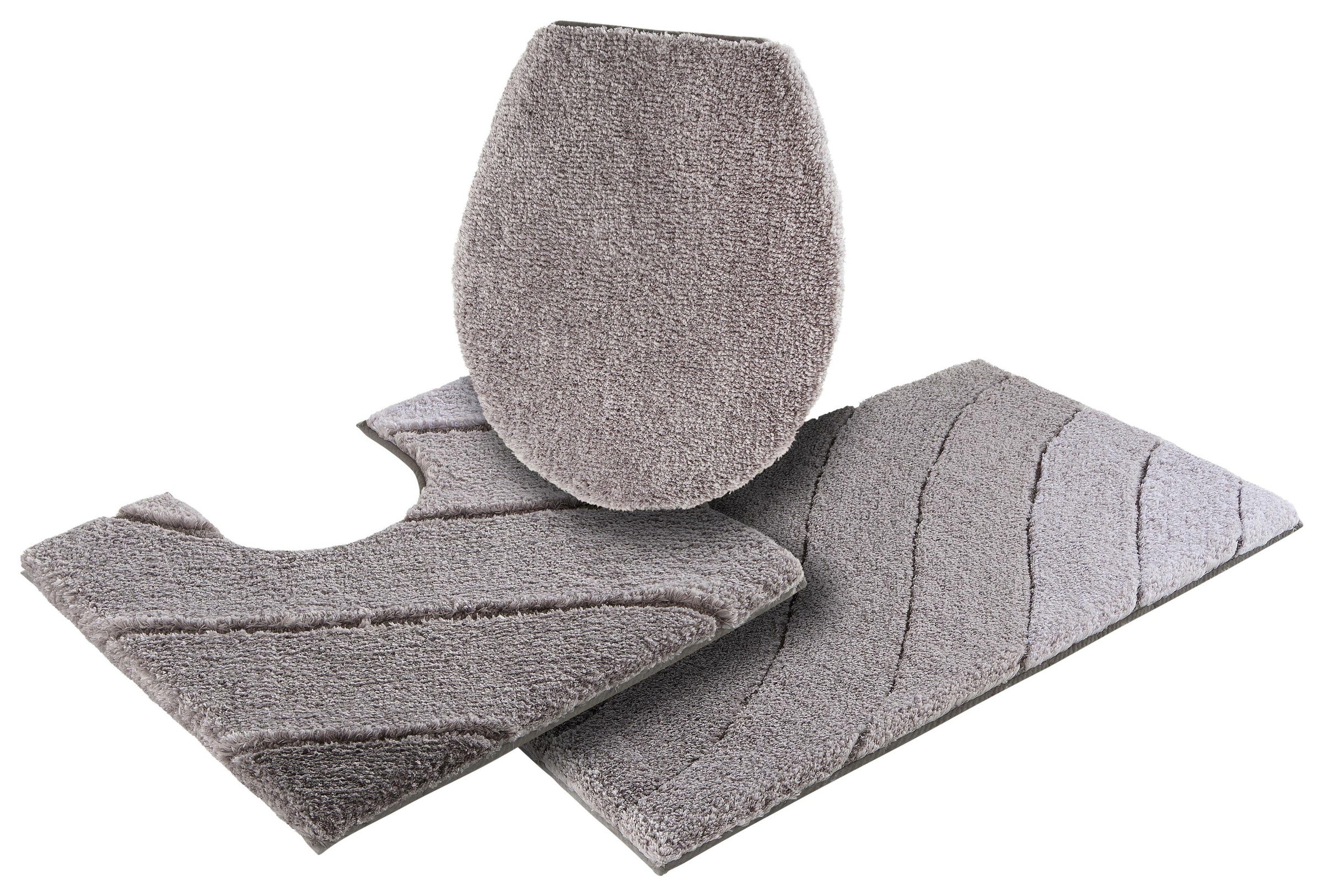 Kleine Wolke Badematte »Donna«, rutschhemmend beschichtet, fußbodenheizungsgeeignet-schnell trocknend, Wellen Design, Pastell, 3-tlg. Set, rechteckig & rund erhältlich