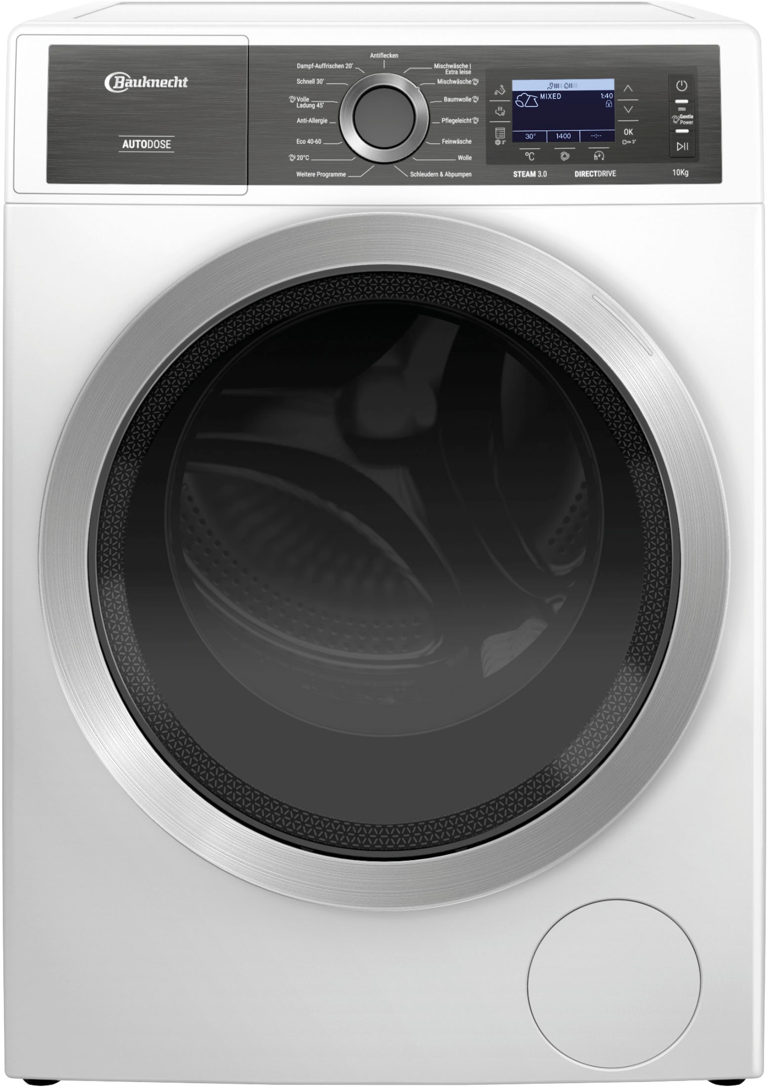 BAUKNECHT Waschmaschine »B8 09AD SILENCE DE«, 10 kg, 1400 U/min, Gentle Power-Technologie, Auto Dose, Vollwasserschutz