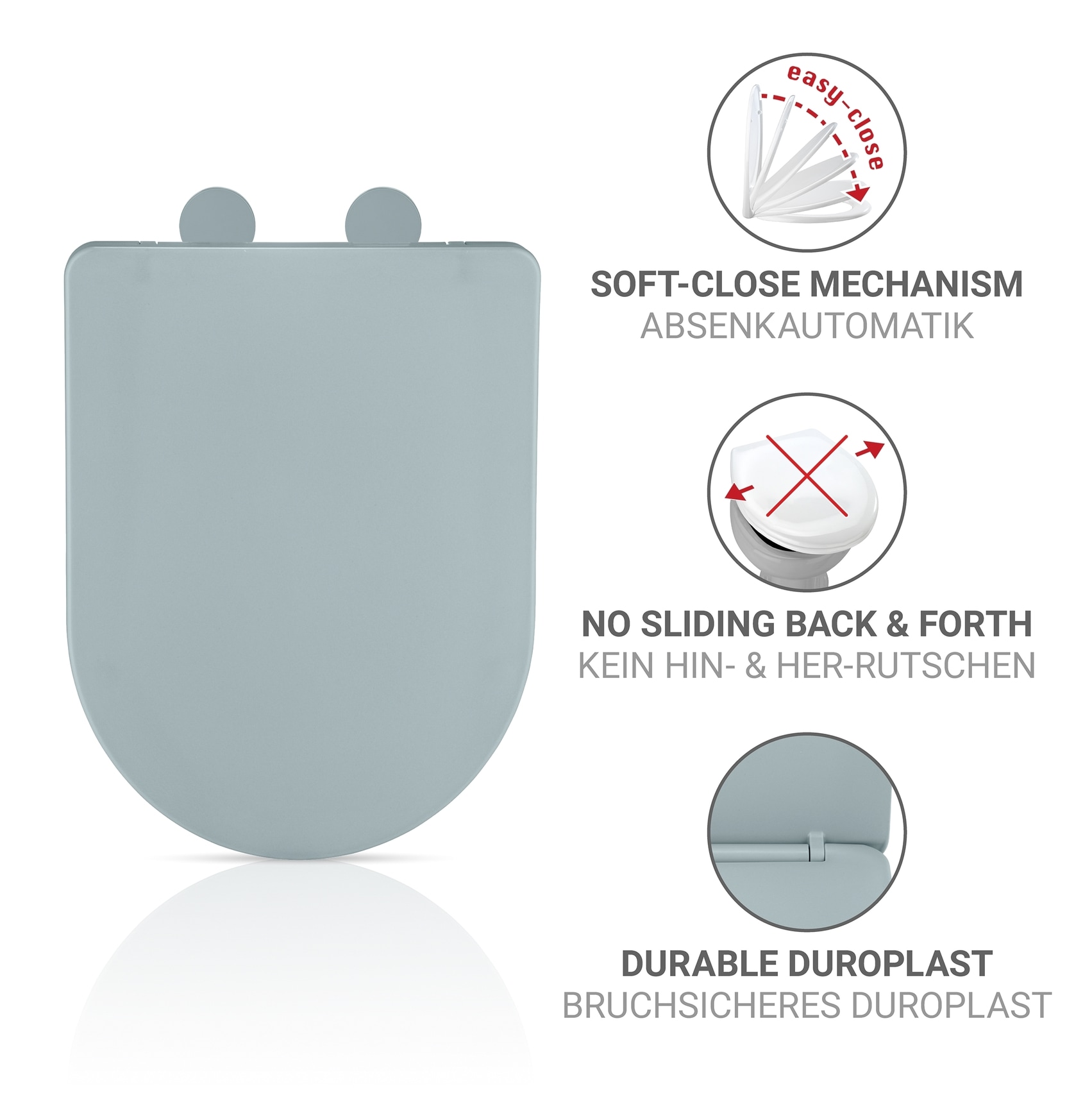 WENKO WC-Sitz »Galati« Toilettensitz aus Duroplast, ultraflach, D-Form, mit Absenkautomatik