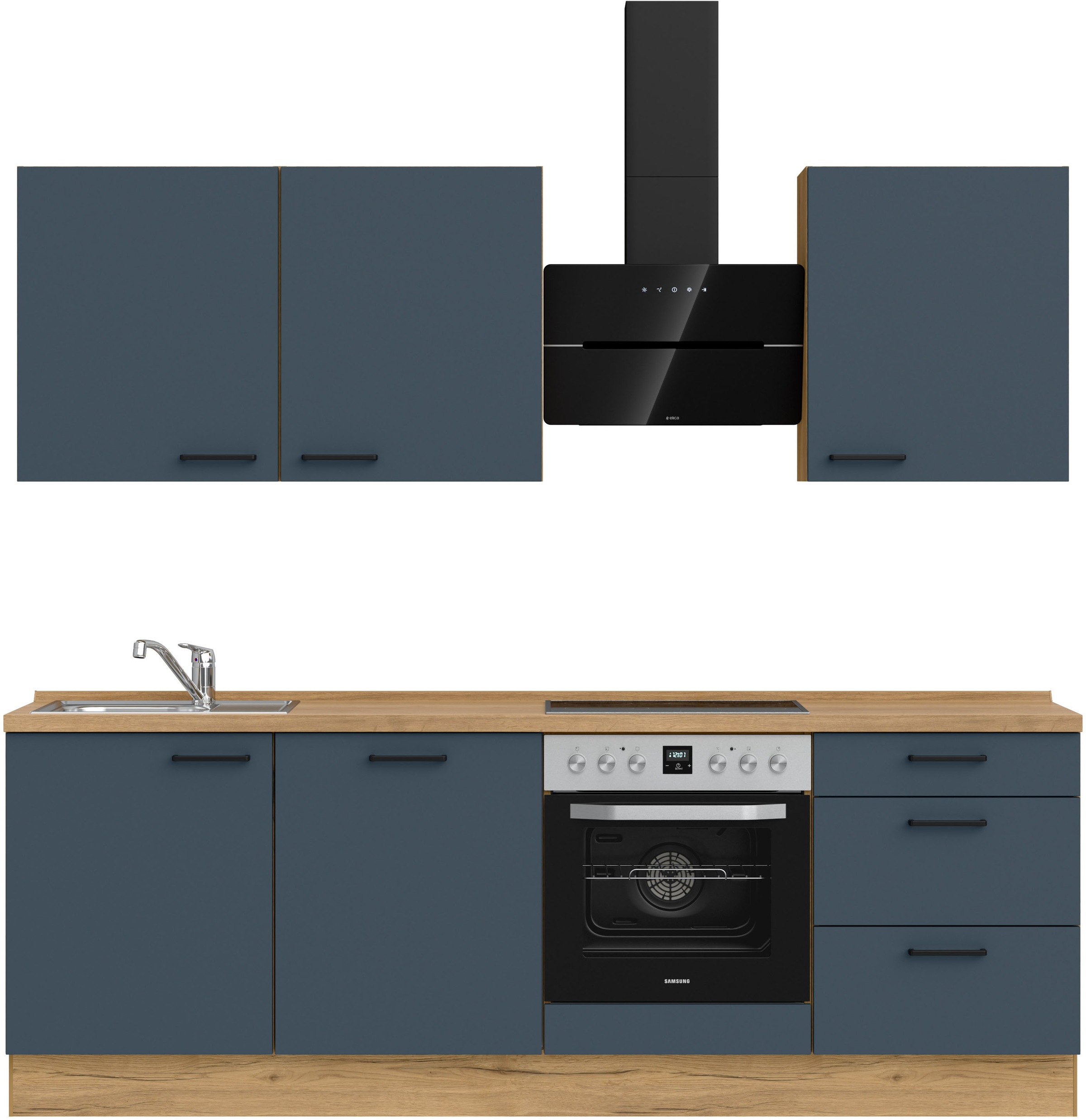 nobilia® Küchenzeile »"Easytouch II"« vormontiert, Ausrichtung wählbar, Breite 240 cm, wahlw. mit E-Geräten