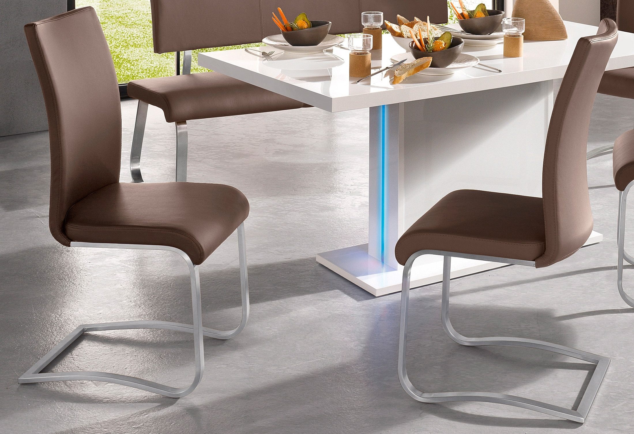MCA furniture Freischwinger »Arco«, (Set), 2 St., Leder, Stuhl mit Echtlederbezug, belastbar bis 130 Kg
