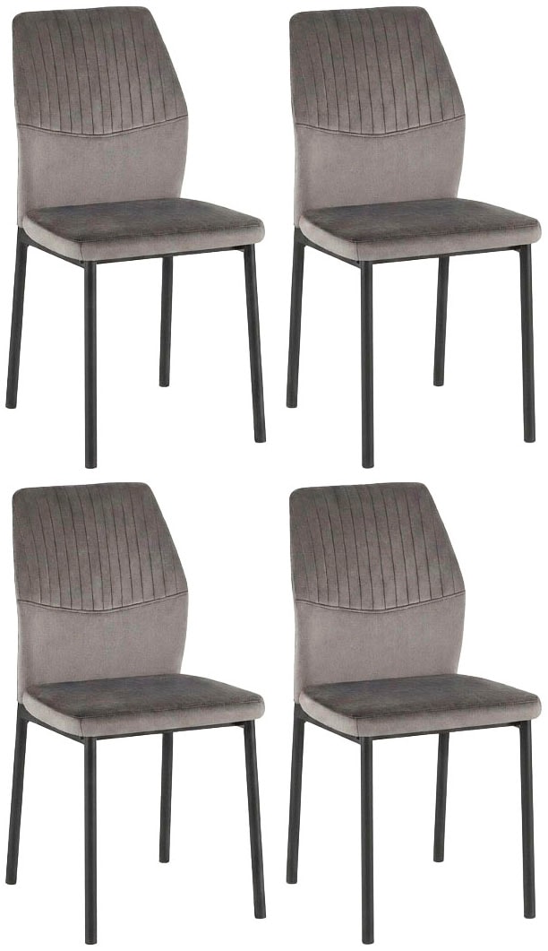 OTTO home Esszimmerstuhl »Nora« (Set) 4 Stk.moderne Samtstühle mit Kontrastnähten und schwarzem Metallgestell