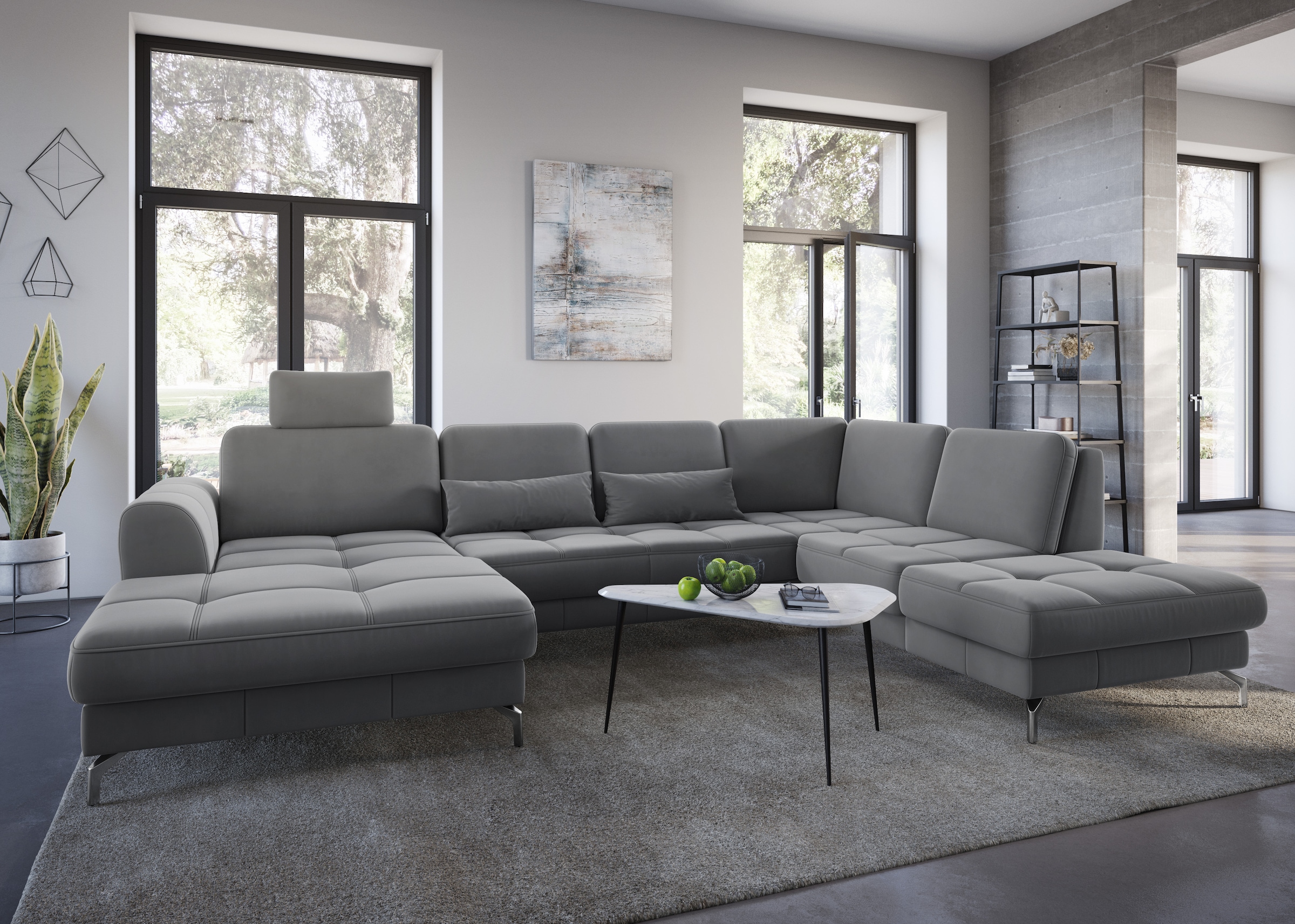 sit&more Wohnlandschaft »Bendigo U-Form«, inklusive Sitztiefenverstellung, Bodenfreiheit 12 cm, in 2 Fußfarben