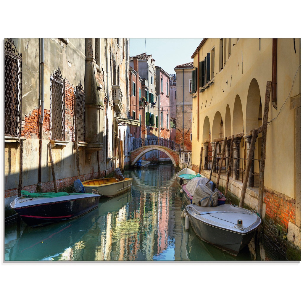 Artland Glasbild »Boote auf Kanal in Venedig«, Italien, (1 St.)