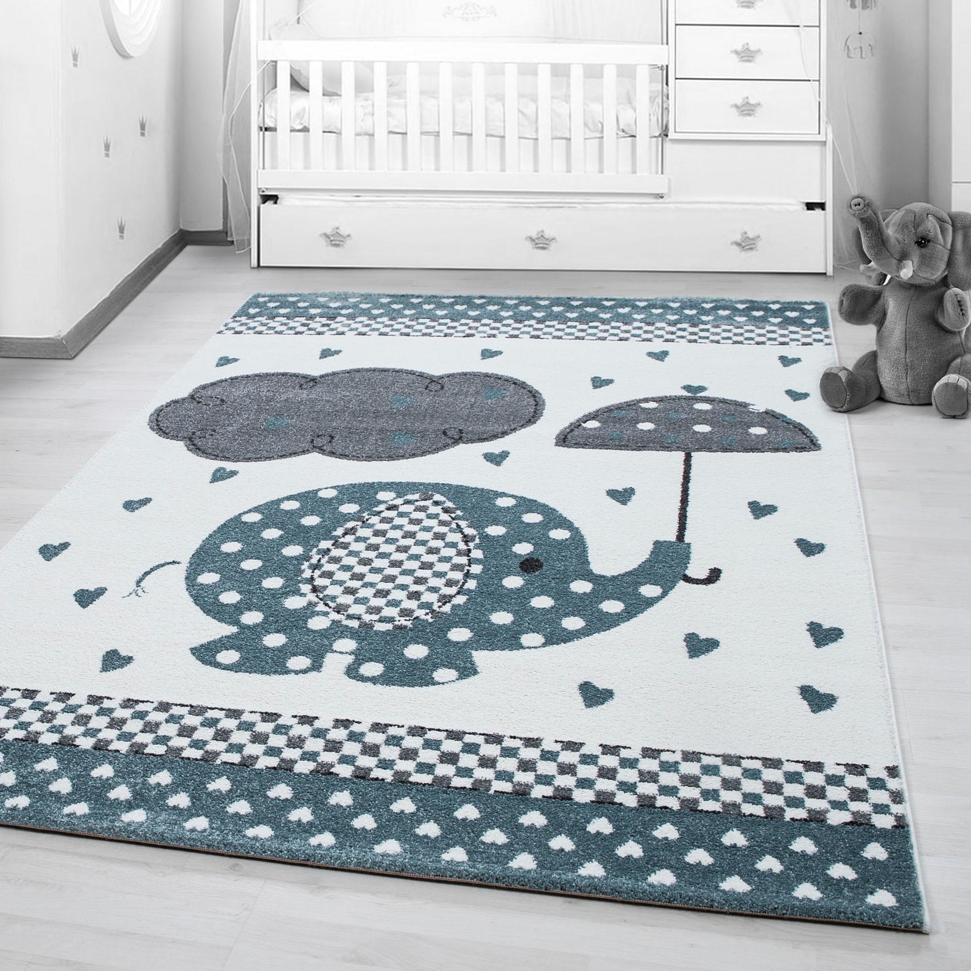 Ayyildiz Teppiche Kinderteppich »Kids 570«, rechteckig, 12 mm Höhe, auch in rund, Elefanten Motiv, Kurzflor