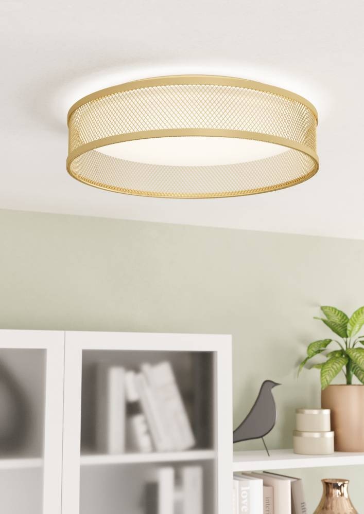 EGLO Deckenleuchte »LUPPINERIA«, 1 flammig, Leuchtmittel LED-Modul | LED fest integriert, Deckenleuchte, Metall in Messing und Kunststoff in Weiß, Ø 38,5 cm