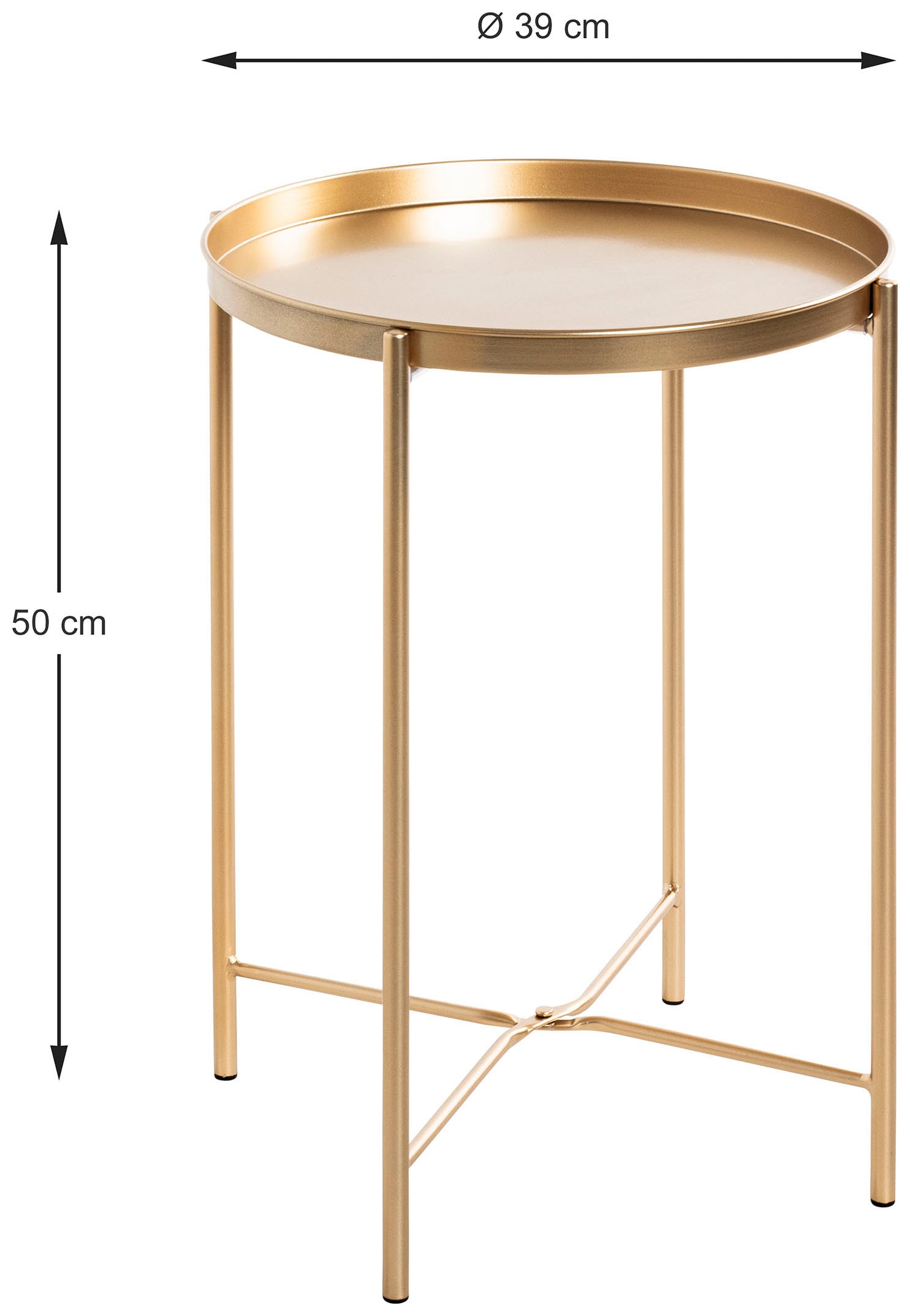 HAKU Beistelltisch »Sofatisch, Wohnzimmertisch« 1 Stk. tlg. rund - aus Metall Gold - Ø/H 39/50 cm