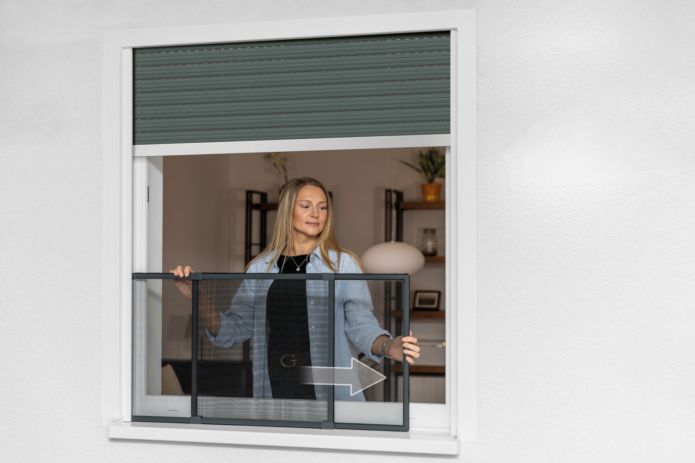 SCHELLENBERG Insektenschutz-Fensterrahmen »ausziehbares Fliegengitter Schiebefenster mit Rahmen«, 50 x 75 - 142 cm oder 75 x 100 -193 cm, weiß und anthrazit