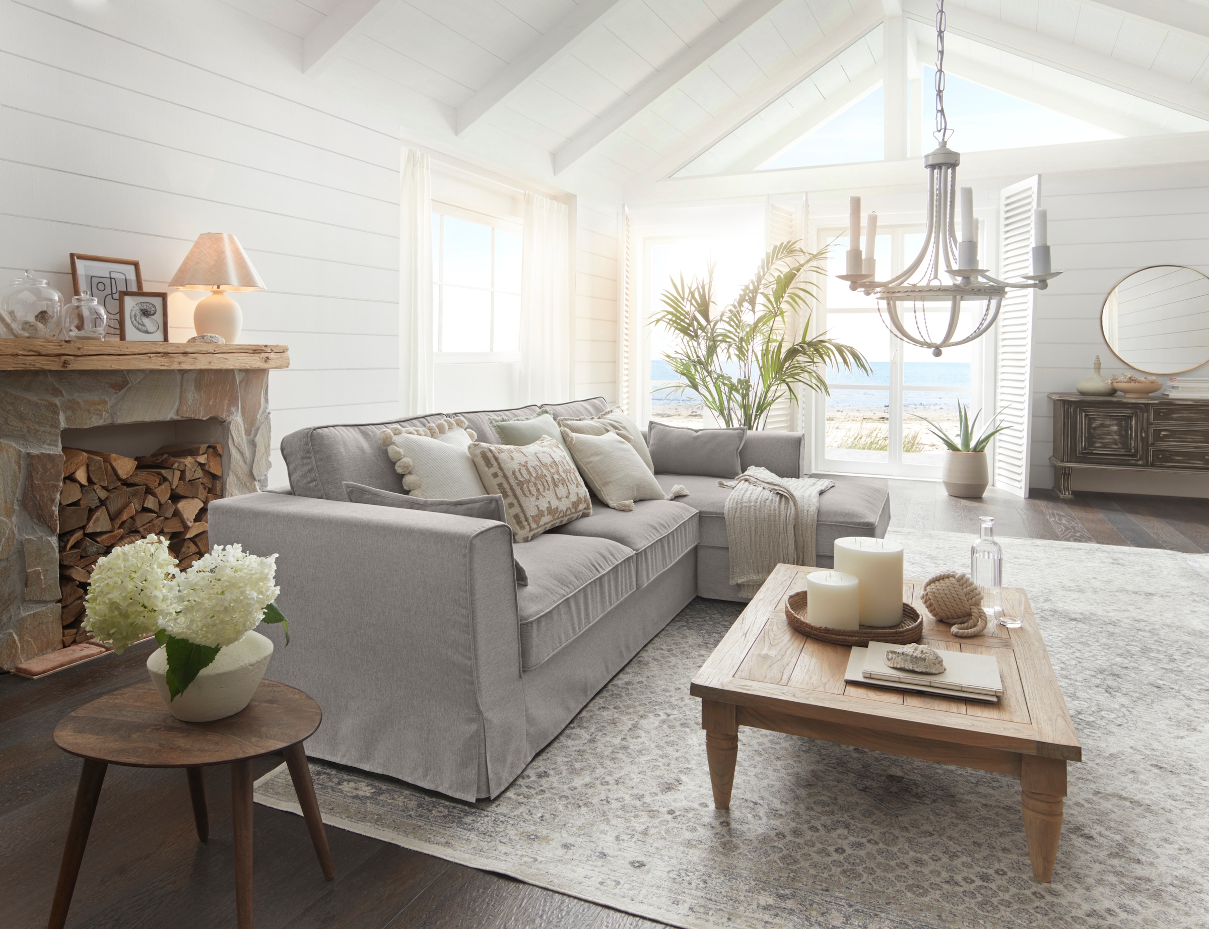 Home affaire Ecksofa »Vintage L-Form« 3-Sitzer Polsterecke im Landhausstil, günstig online kaufen