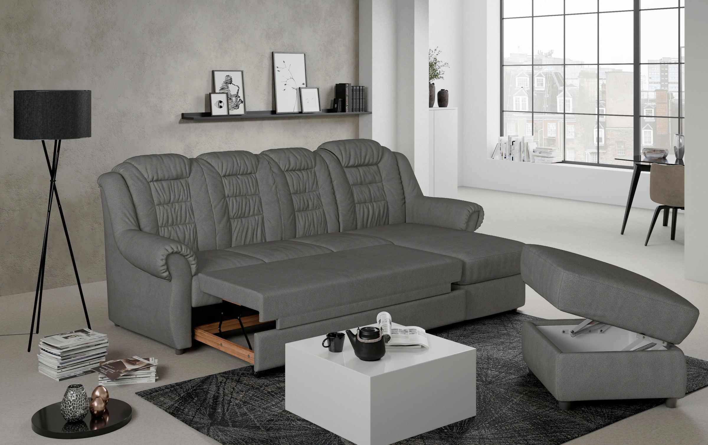 Home affaire Ecksofa »Boston L-Form«, mit hoher Rückenlehne, wahlweise mit günstig online kaufen