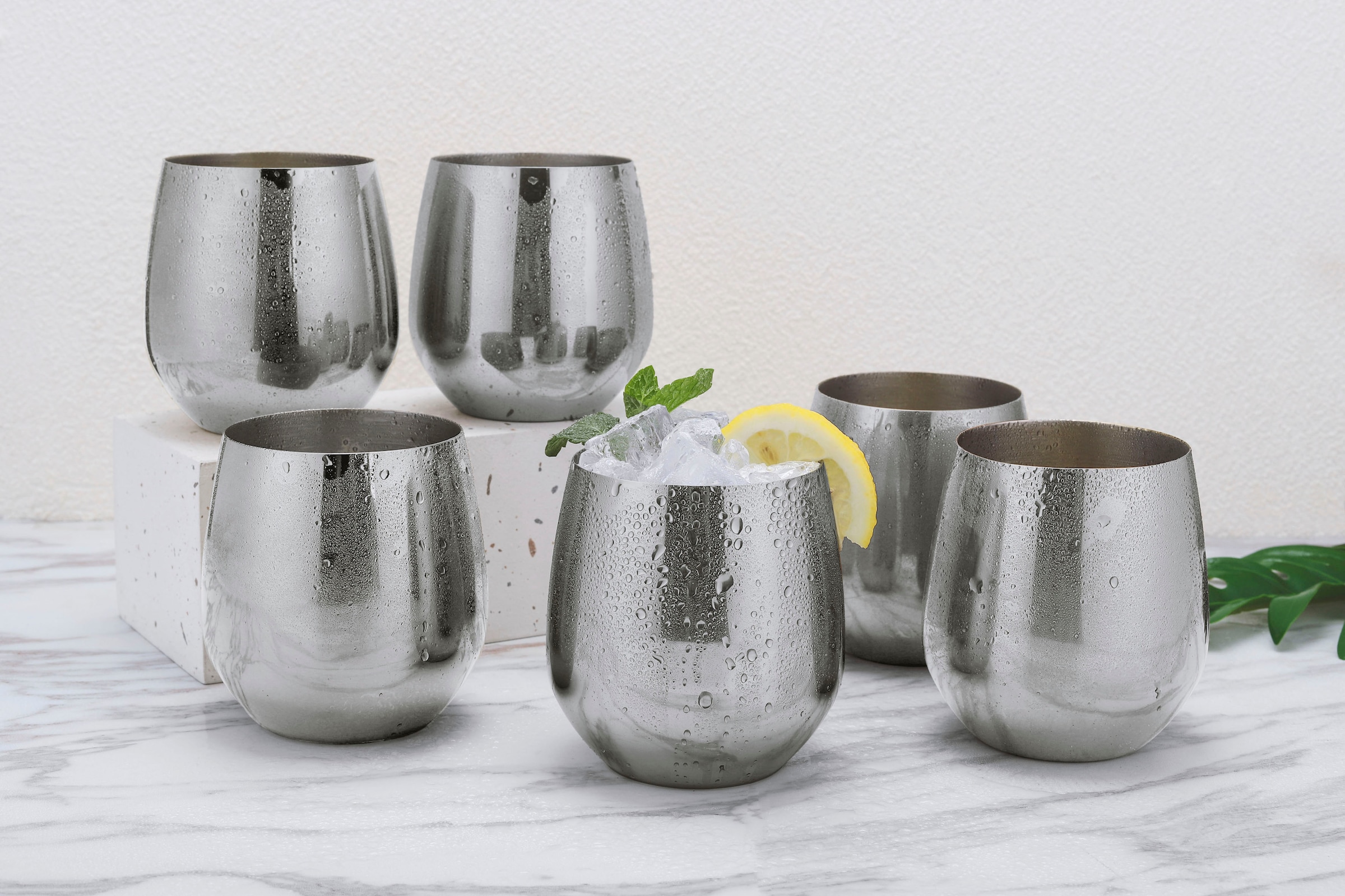 ECHTWERK Weinglas (Wein & Wasserkelch-Set), 500 ml, bruchsicher, stiellos, 10 x 9,5 cm