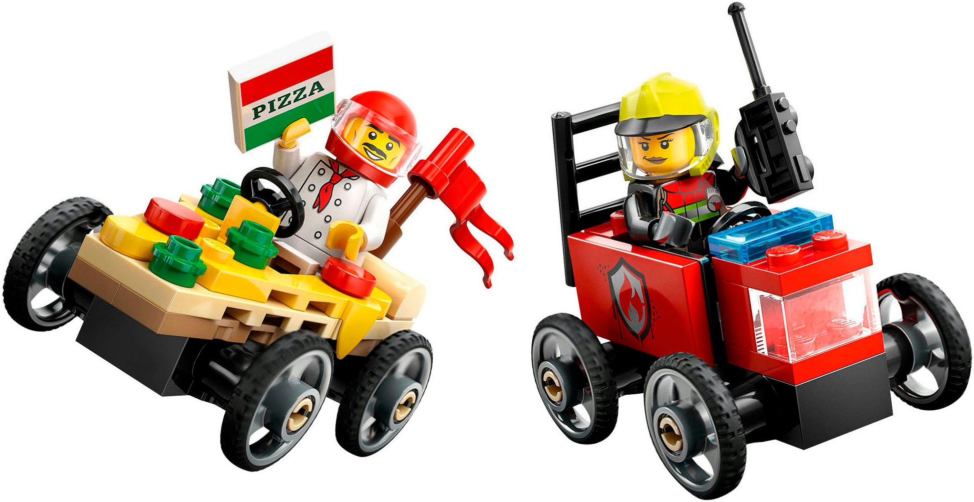 LEGO® Konstruktionsspielsteine »Pizzalieferwagen vs. Löschauto (60458), LEGO City«, (70 St.), Made in Europe