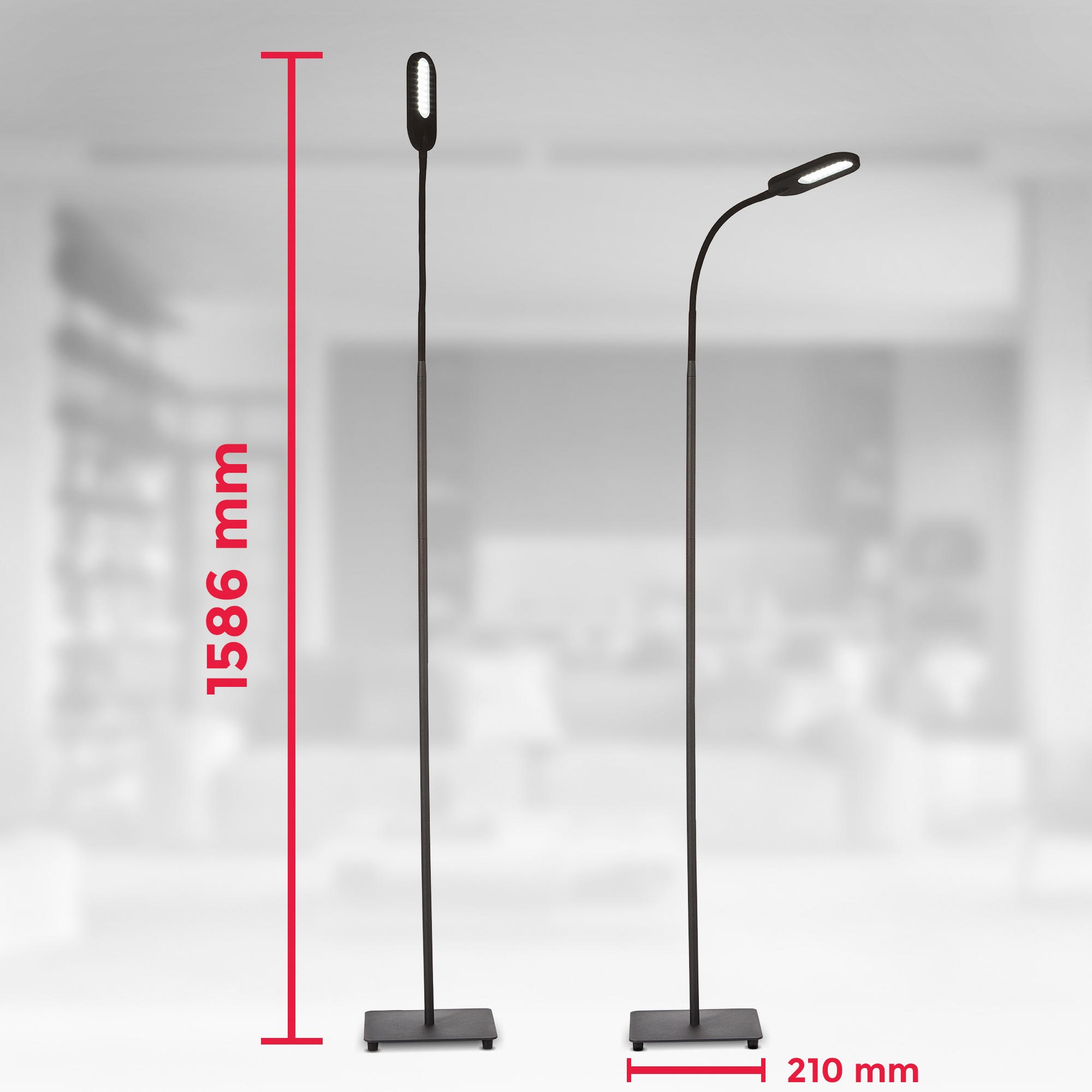 B.K.Licht LED Stehlampe, 1 x LED-Platine 8 Watt, 600lm, Farbtemperatur einstellbar 3.000K / 4.000K / 6.500K über Touchschalter 