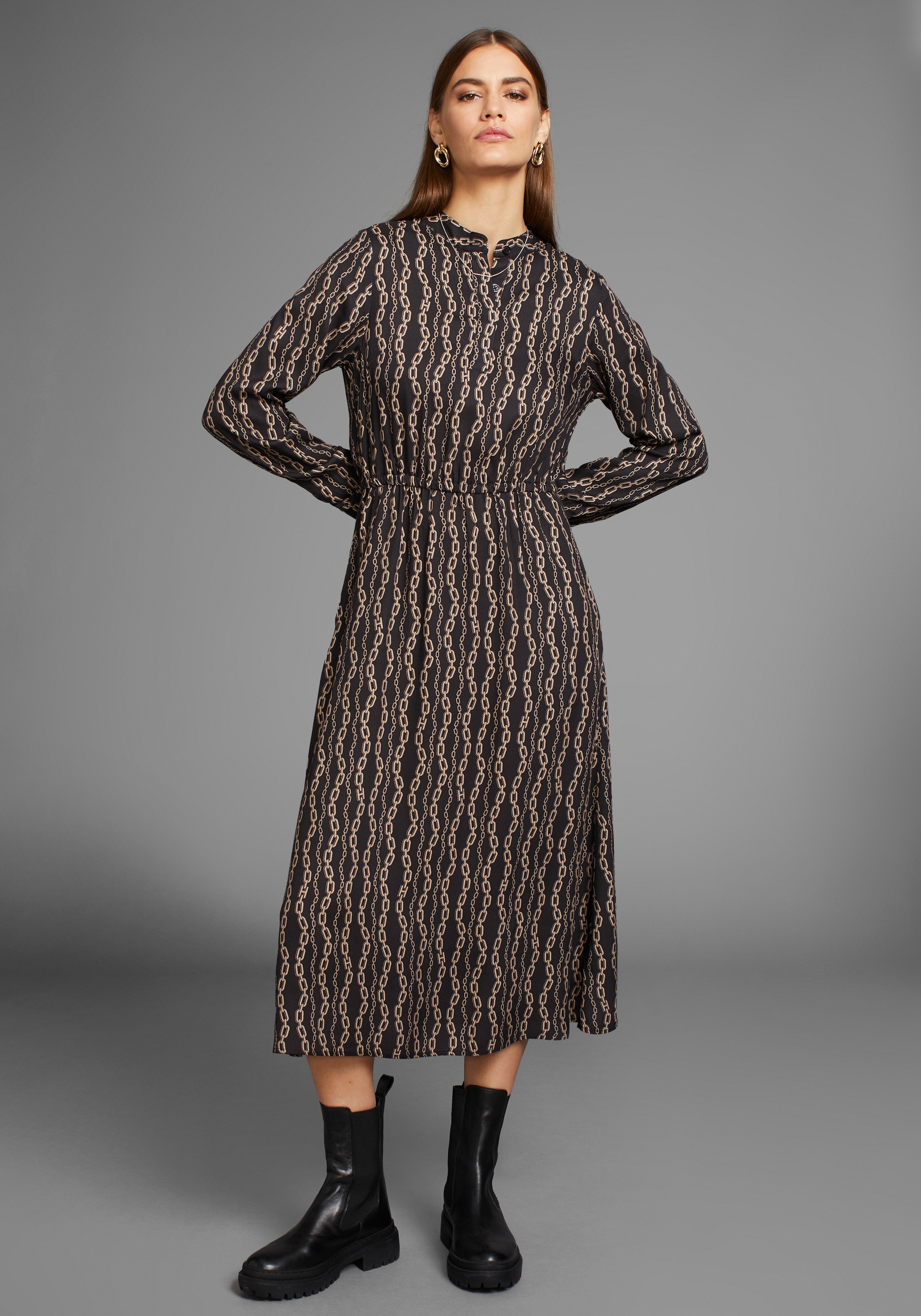 HECHTER PARIS Midikleid Eingrifftasche mit modischem Allover-Print