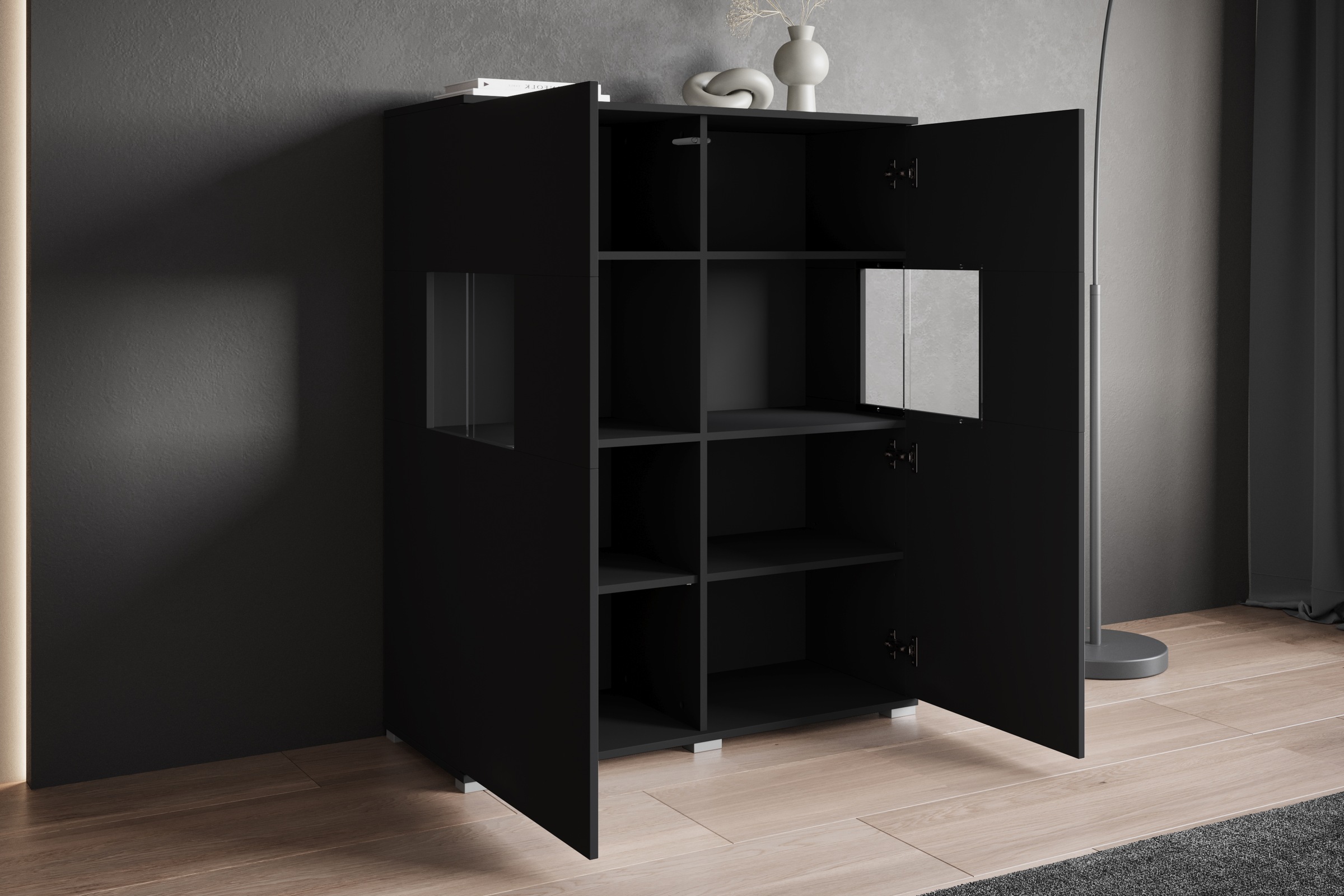 INOSIGN Highboard »Kenia«, (1 St.), Modernes Highboard mit Glastüren, Breite 100 cm
