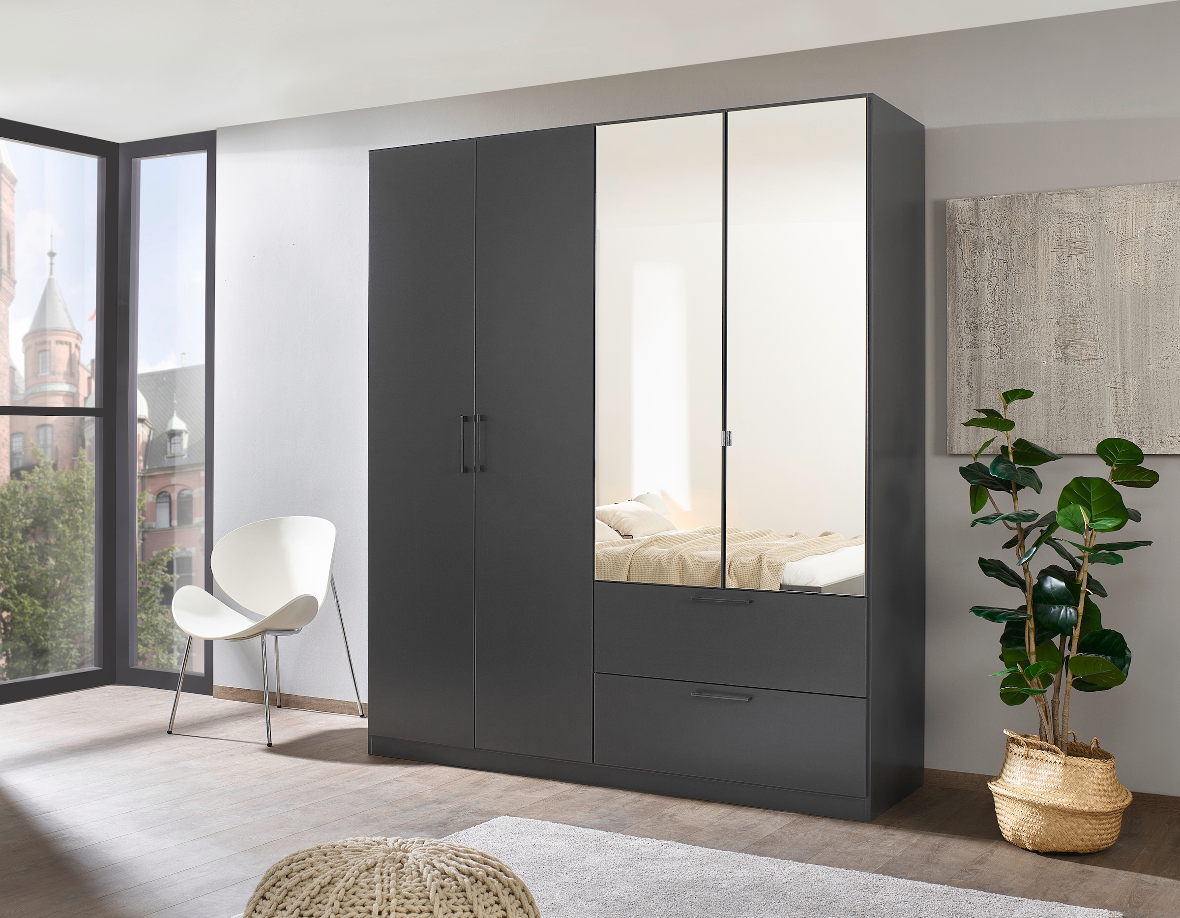 INOSIGN BY RAUCH Drehtürenschrank »Kleiderschrank Schrank Garderobe Wäscheschrank CHALLENGER«, mit Spiegeltüren und geräumigen Schubladen MADE IN GERMANY