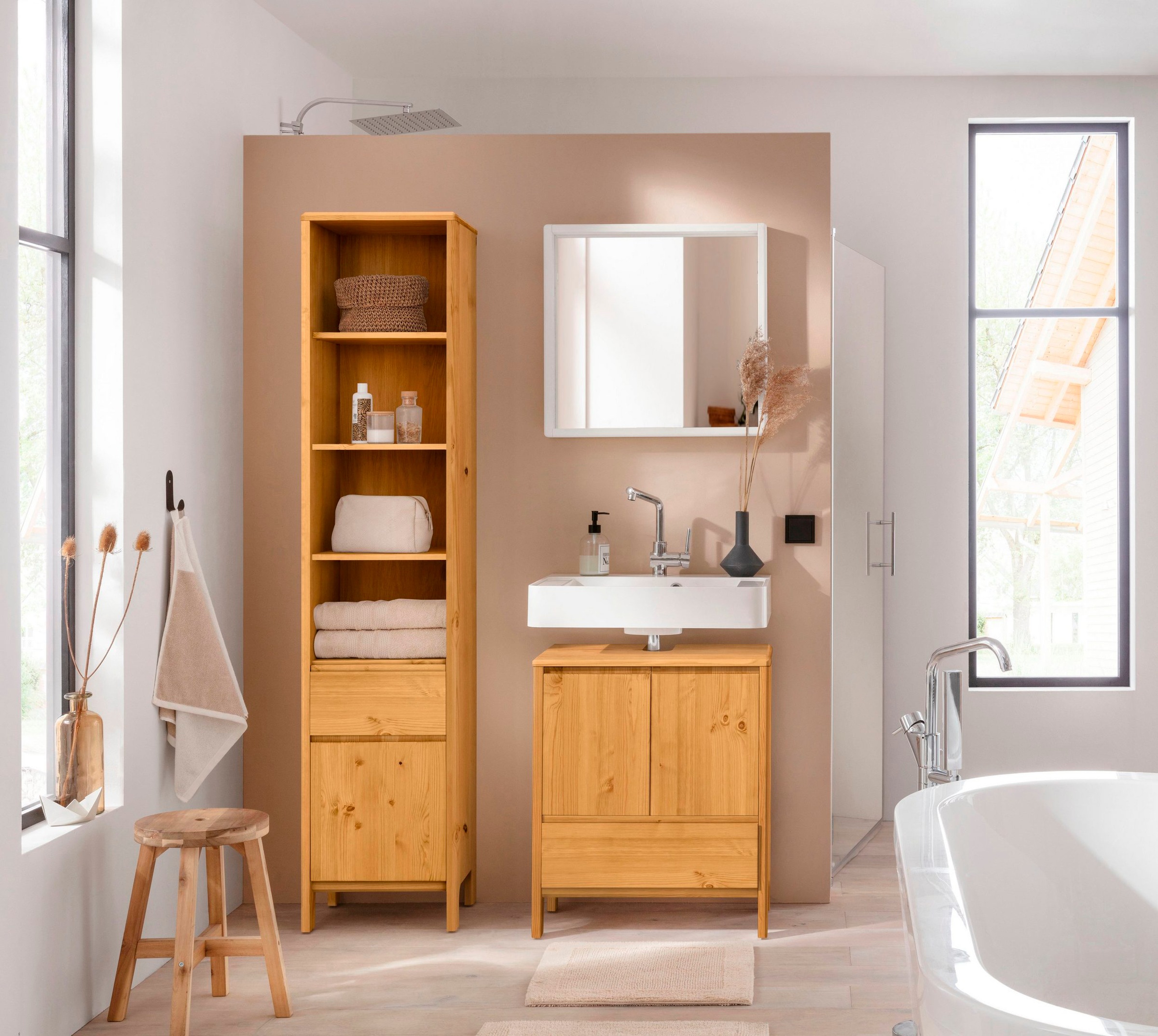 OTTO products Hochschrank "Jorrick" Breite 40 cm, Massivholz Kiefer mit Bio günstig online kaufen