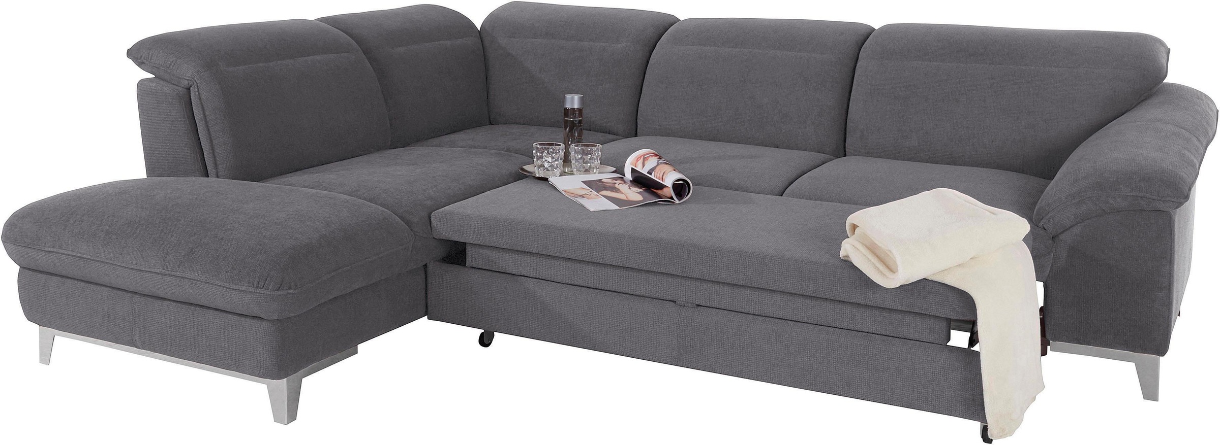 COTTA Ecksofa »Teresa L-Form«, mit Kopfteilverstellung, wahlweise mit Bettfunktion
