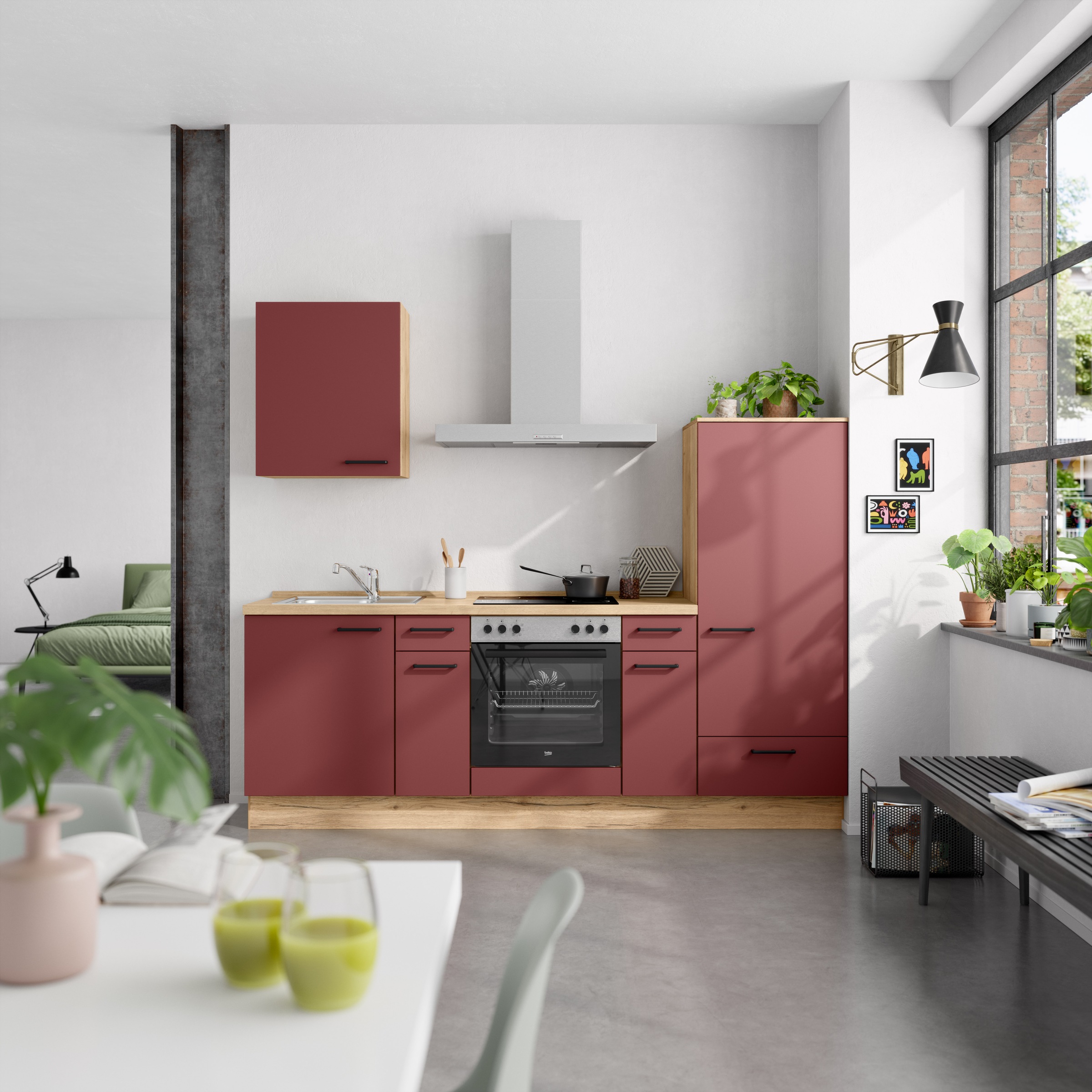 nobilia® Küchenzeile »"Easytouch I"«, vormontiert, Ausrichtung wählbar, Breite 240 cm, wahlw. mit E-Geräten