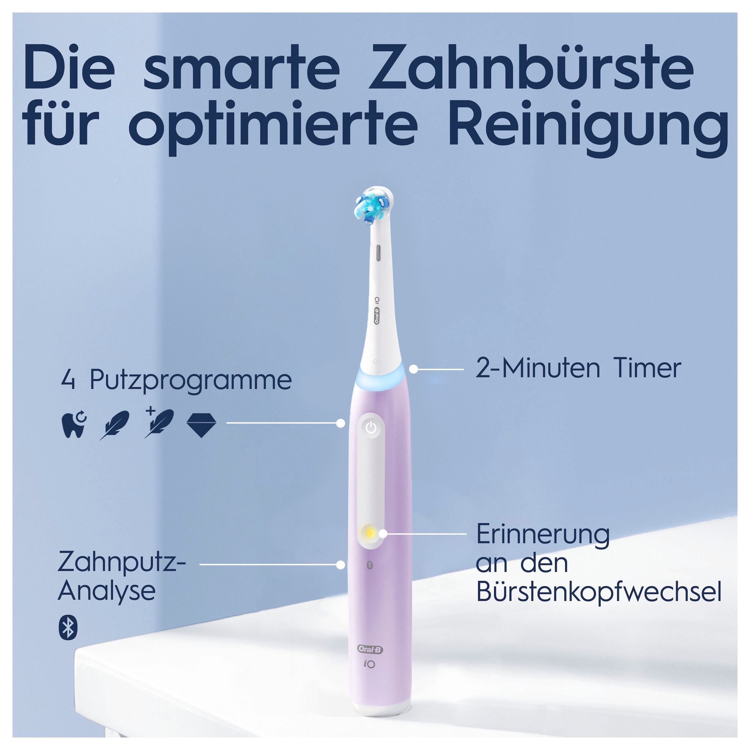 Oral-B Elektrische Zahnbürste »iO 4«, 1 St. Aufsteckbürsten, mit Magnet-Technologie, 4 Putzmodi, Reiseetui