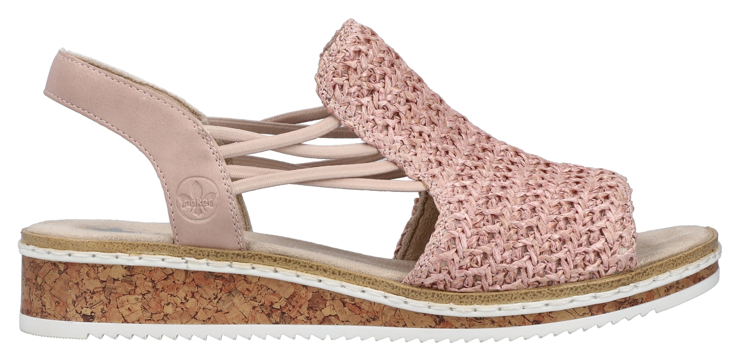 Rieker Sandale, Sommerschuh, Sandalette, Keilabsatz, mit seitlichen Gummizügen