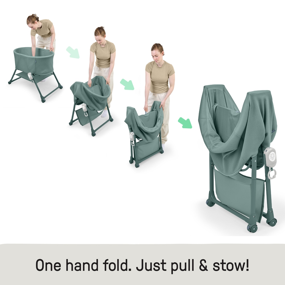 ingenuity Baby-Reisebett »Snooze & Stow™ Easy-Folding Bassinet, grün« faltbar
