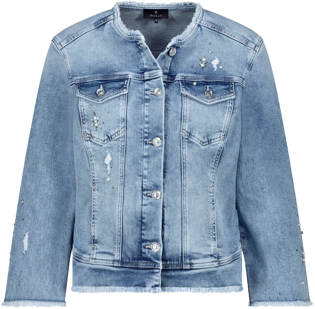 Monari Jeansblazer, mit Destroyedeffekten und Glitzernieten