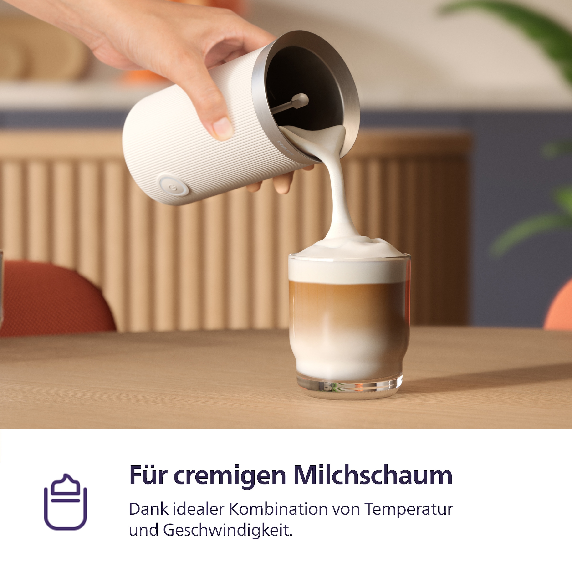 PHILIPS baristina Milchaufschäumer »BAR311, Antihaftbeschichtung, leichte Reinigung« warmer und kalter Milchschaum, 120 ml Fassungsvermögen